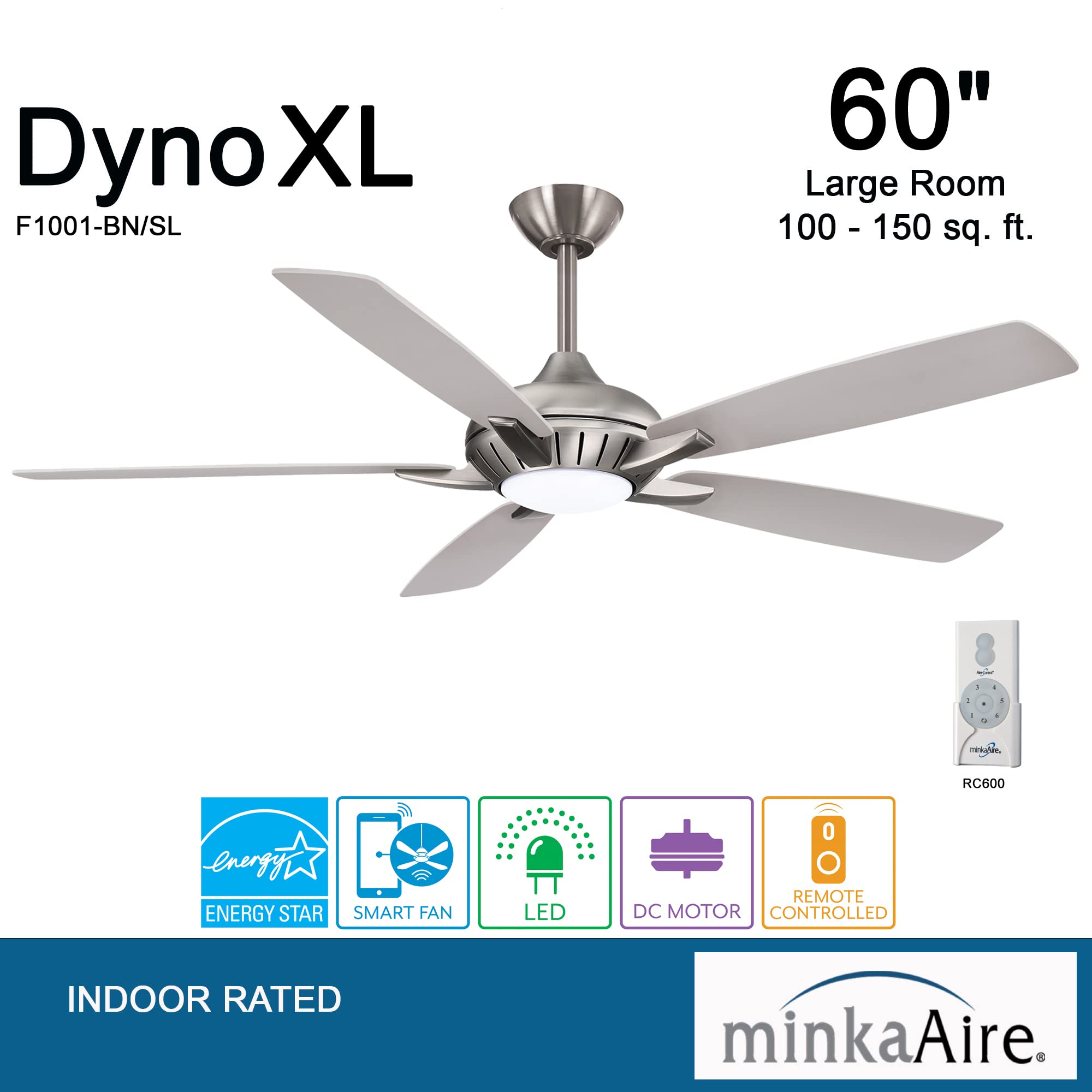 60" Ceiling Fan with LED Light & Remote, Oil Rubbed Bronze