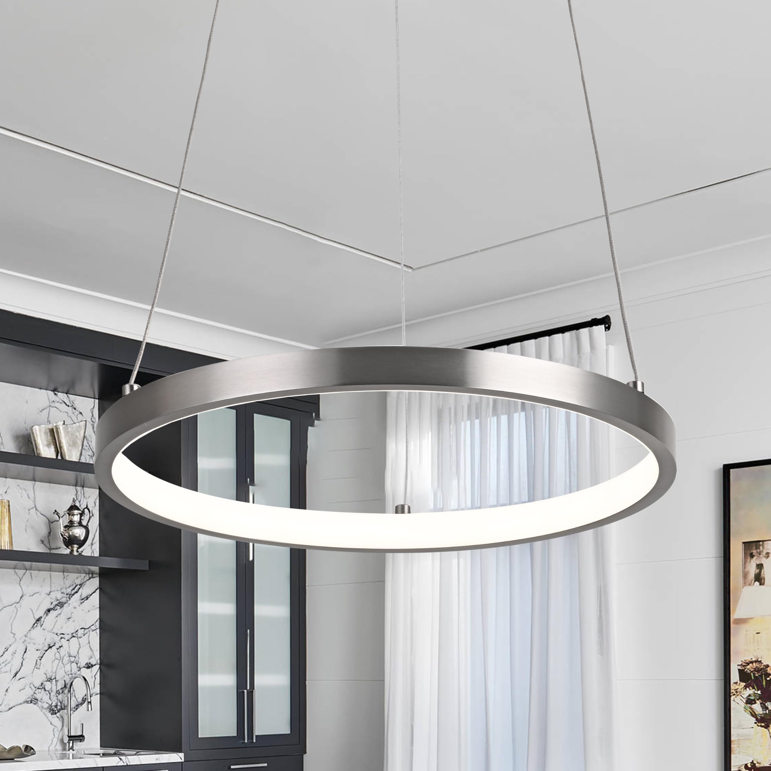 Modern LED Chandelier Contemporary Pendant Lighting Ring Light Fixture Gold with 4000K and 59in Height Adjustable Hanging Lamp for Kitchen Island Hallway Foyer Closet Corridor