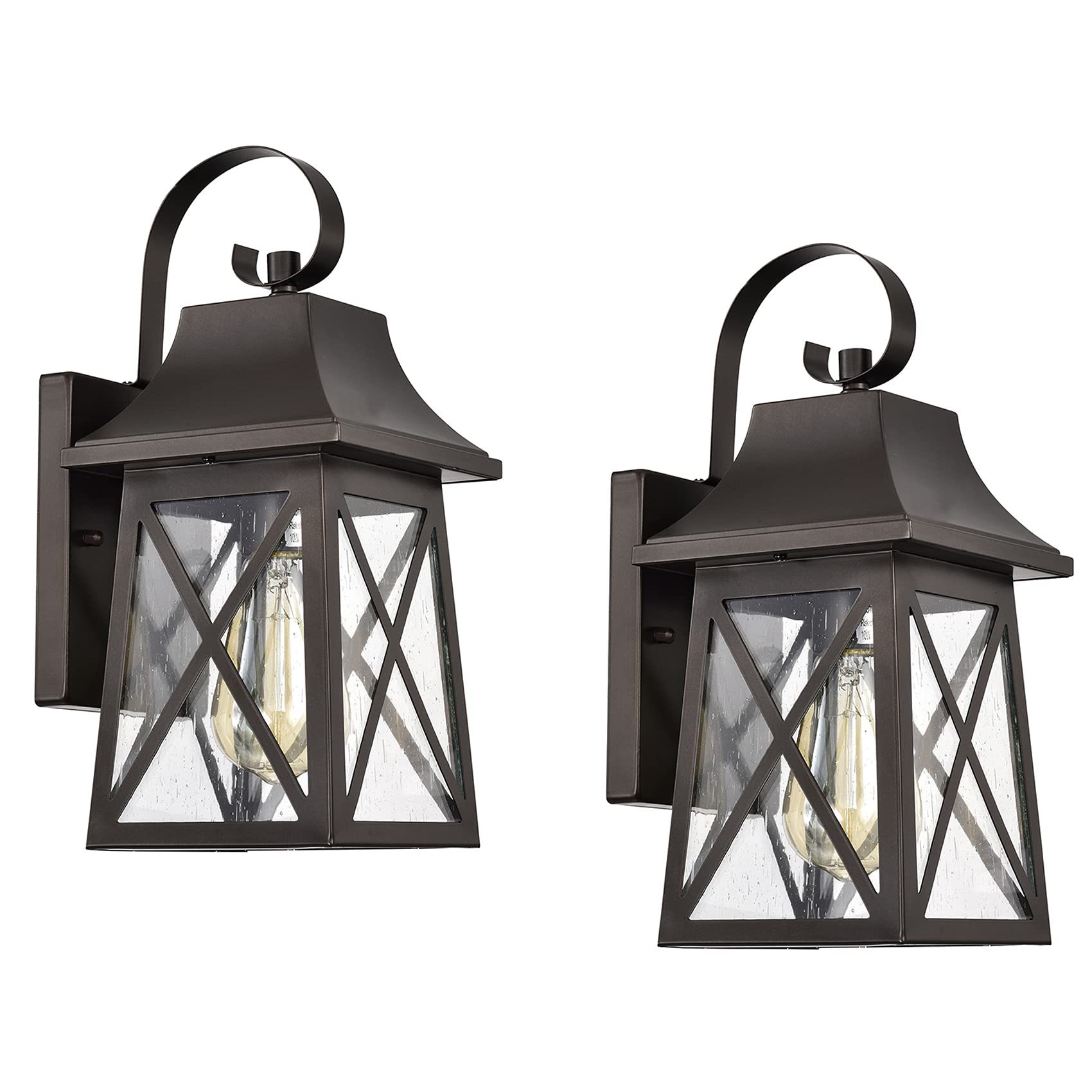 Porch Light Fixture, Oil Rubbed Bronze Outdoor Wall Sconce,13.25" Farmhouse Porch Light with Clear Seedy Glass for Garage, Patio, Porch, Doorway, Entryway.