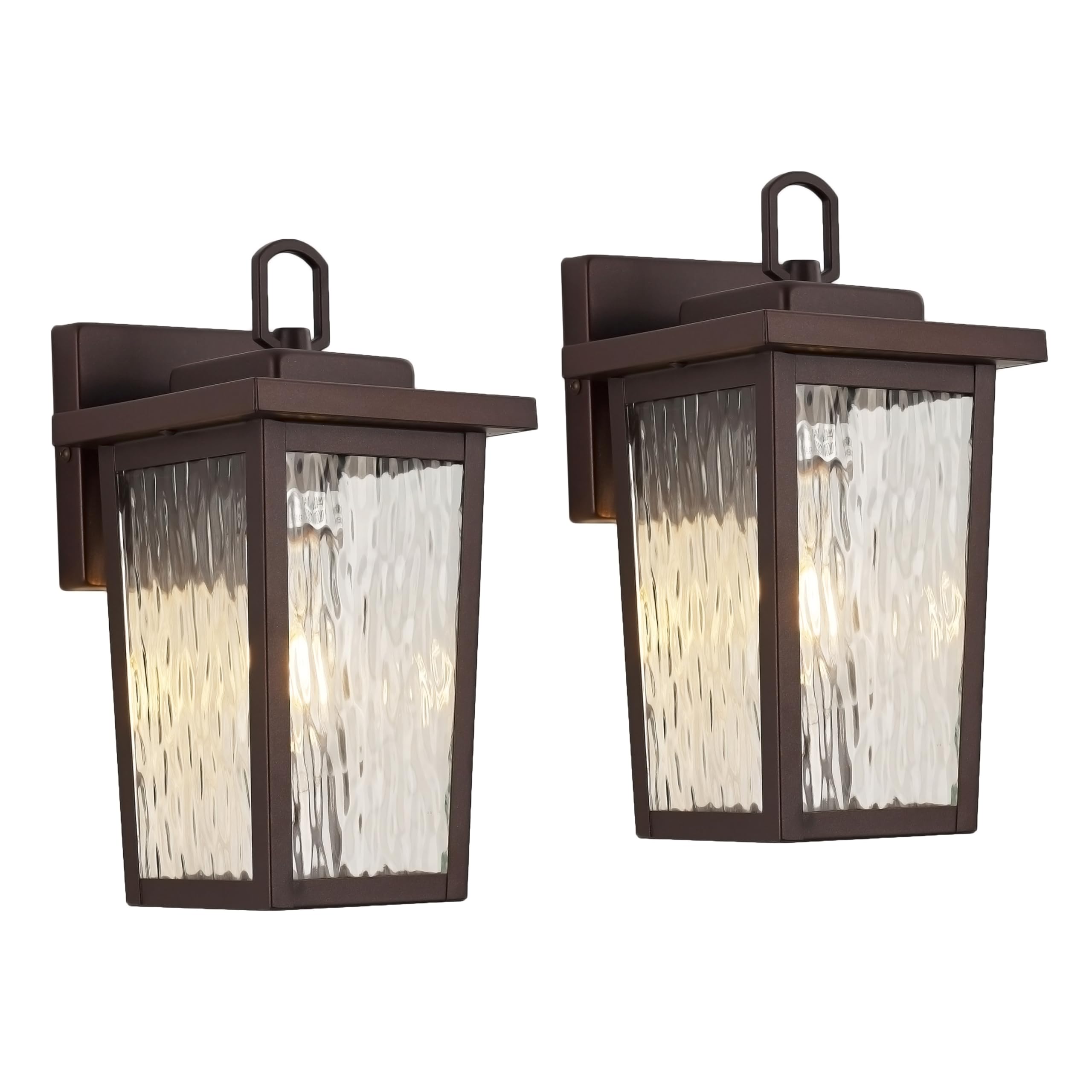 Oil Rubbed Bronze Exterior Wall Light Fixture, Outdoor Wall Lantern with Clear Water Glass, Outside Light for House Entryway Porch