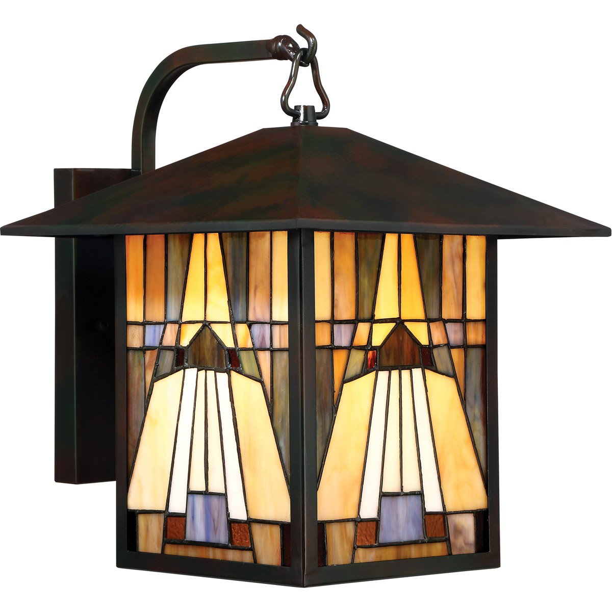 Classic Geometric Handcrafted Mission Outdoor Wall Sconce, 1-Light 100 Watt, 11" H x 7" W, Valiant Bronze