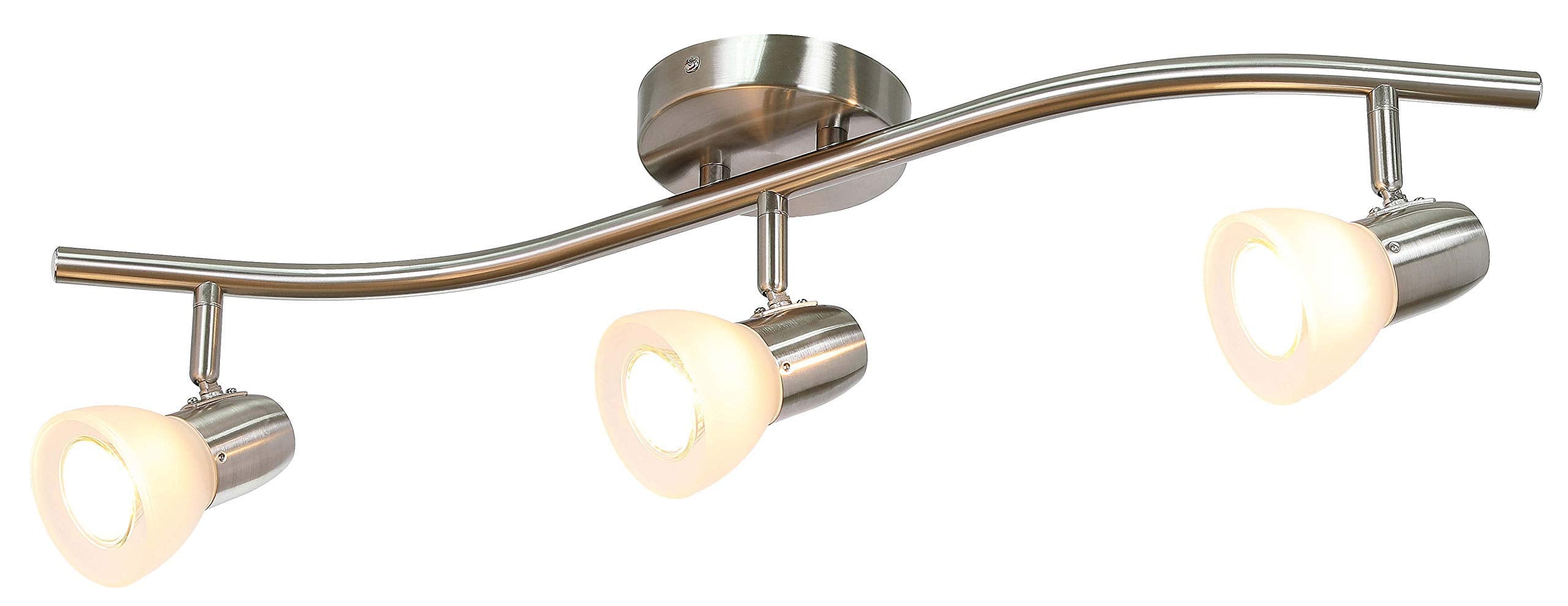 Track Light, 4 Light Kitchen Track Lighting, Modern S-Shaped Ceiling Track Light Bar Brushed Nickel Finish XB-TR1223-4-BN