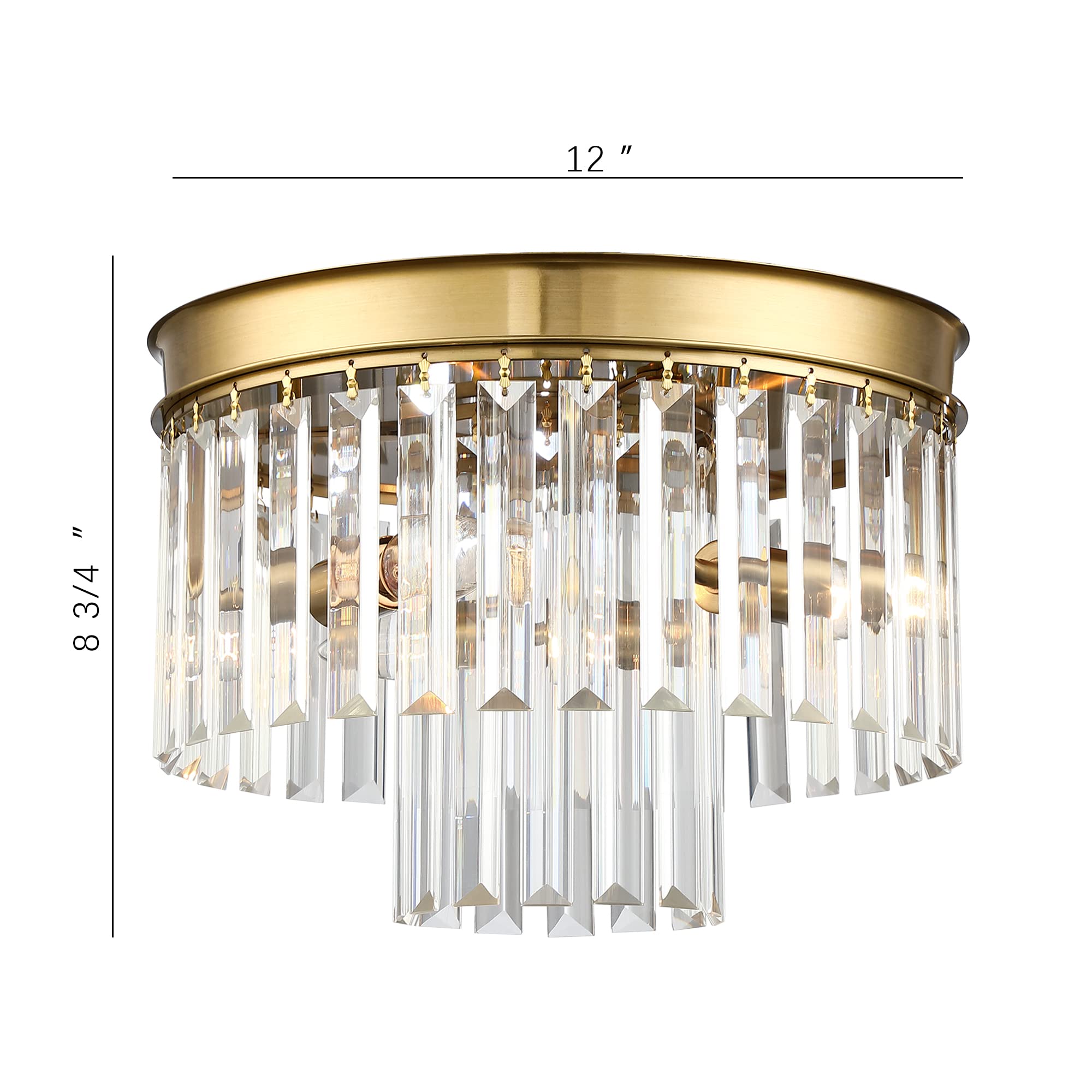 Crystal Chandelier Lighting Fixture Gold Finish 2-Tier Hanging Pendant Ceiling Lights for Living Room Bedroom Dinning Room Hallway