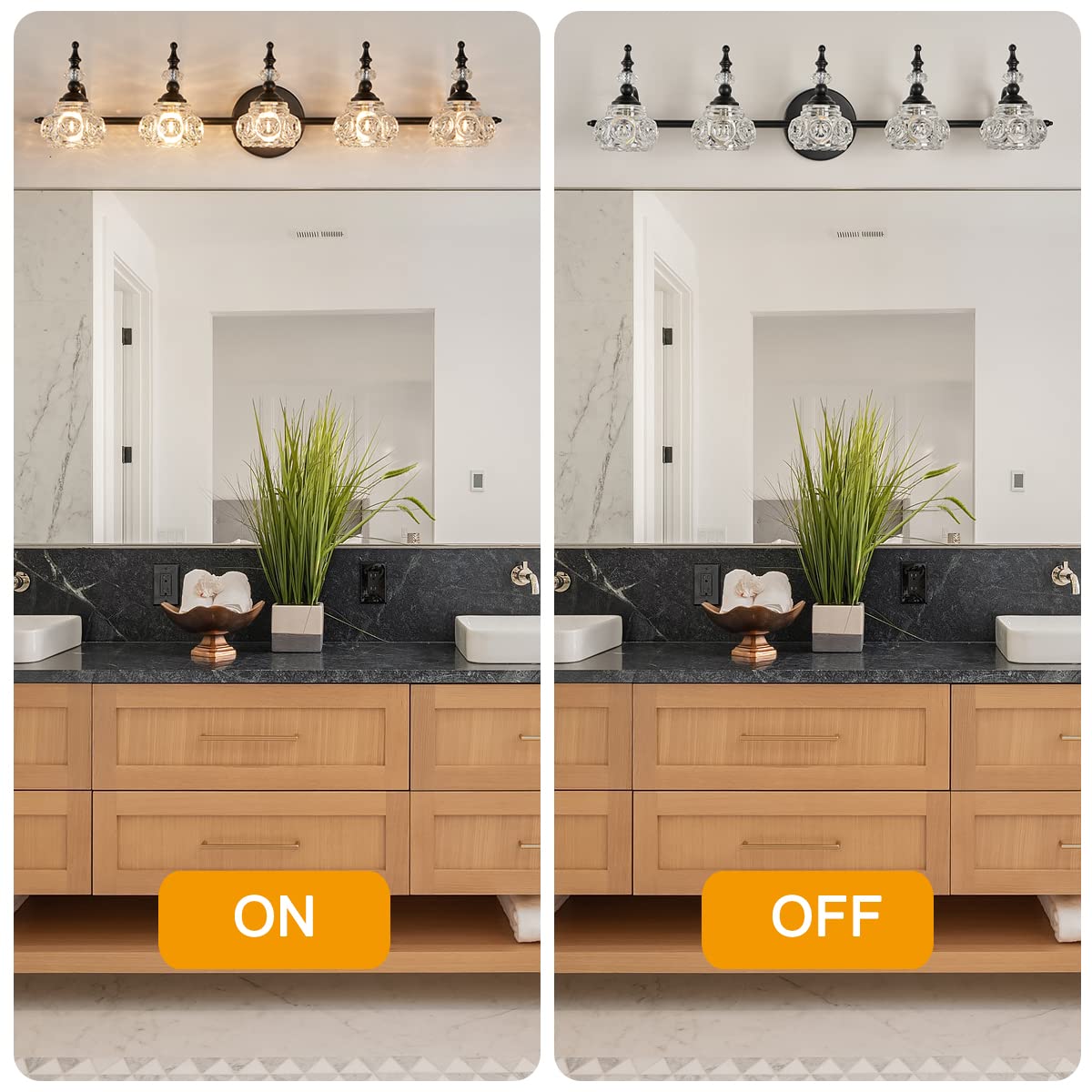 Industrial 1-Light Bathroom Vanity Light Fixture, Black Wall Source with Glass Shade, Rust-Proof and Durable, Using G9 Bulbs for Bedroom, Bathroom, Living Room