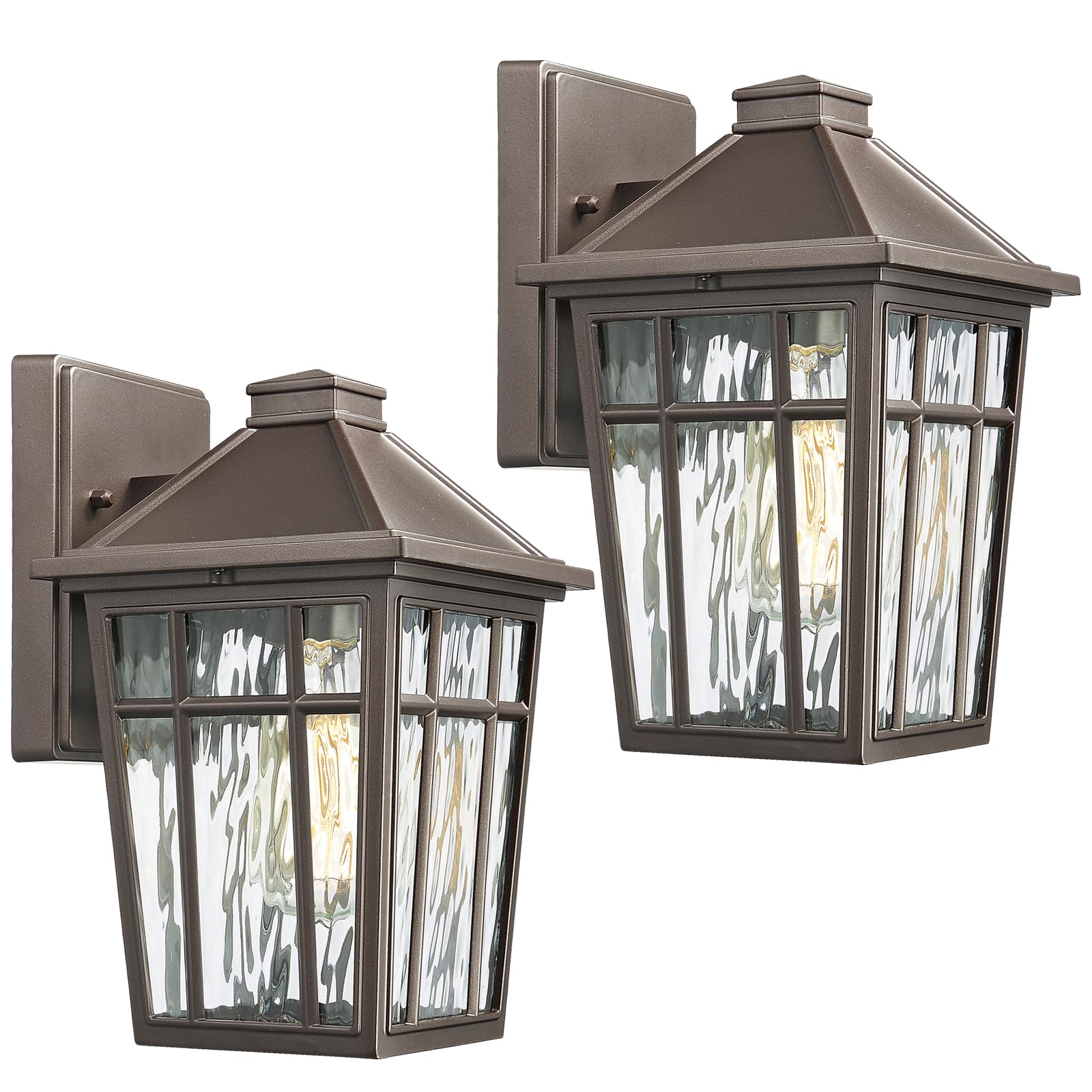 Darkaway Outdoor Sconce Lights Wall Light Fixtures, Front Porch Light Outdoor Wall Anti-Rust Waterproof Aluminum with Glass Exterior Light Fixture for Patio, Yard, Doorway, Garage(2 Pack, Black)