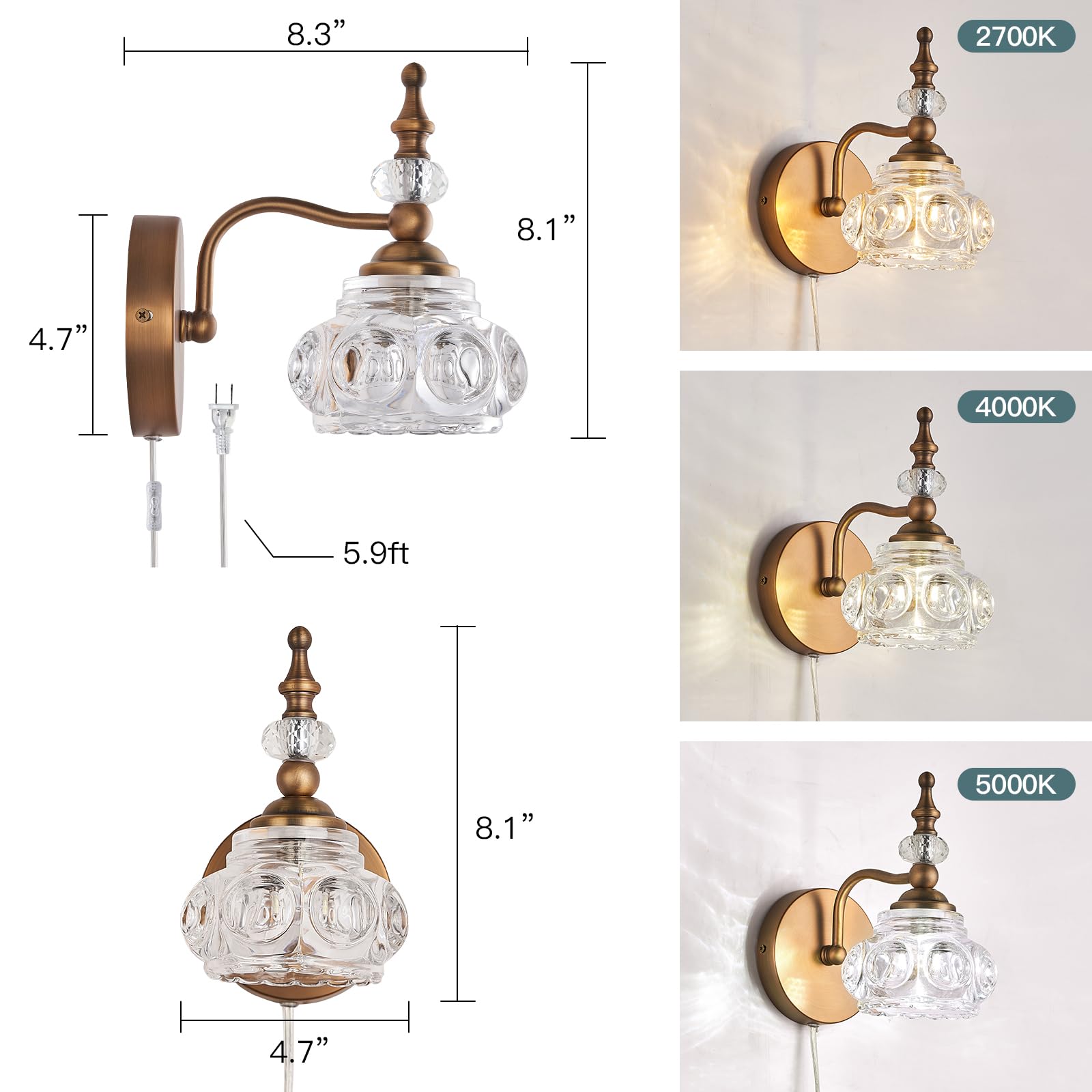 Industrial 1-Light Bathroom Vanity Light Fixture, Black Wall Source with Glass Shade, Rust-Proof and Durable, Using G9 Bulbs for Bedroom, Bathroom, Living Room