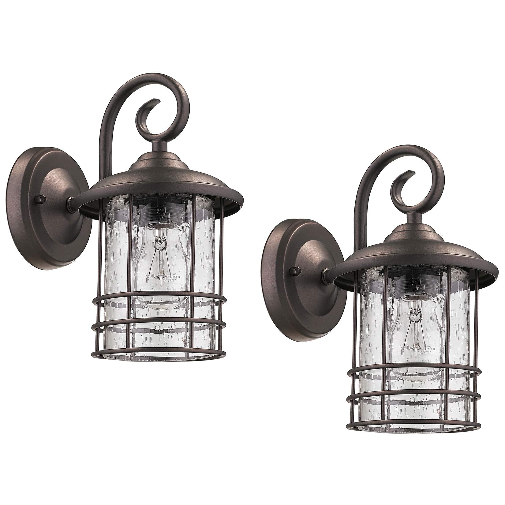 Outdoor Wall Sconce 2 Pack, 14.5 Inch Black Exterior Wall Mount Light Fixtures, Farmhouse Outside Lights for House, Garage, Porch, Patio, Yard, Hallway