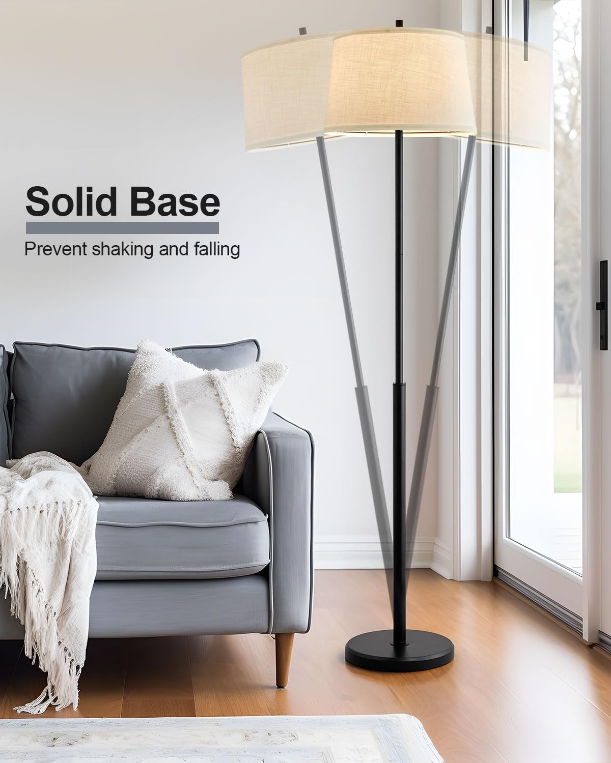 Oneach 61.75" Modern Floor Lamp for Living Room Tall Lamp for Bedroom Gold Floor Lamp with Rotary Switch Industrial Standing Lamp Floor Lamp for Nursery Study Room Office