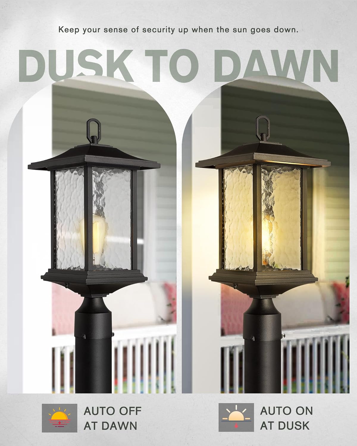 Outdoor Pendant Lights for Porch, 14"H Large Exterior Hanging Lantern Chandelier, Black Cast Aluminum w/Water Glass - A272H-1PK