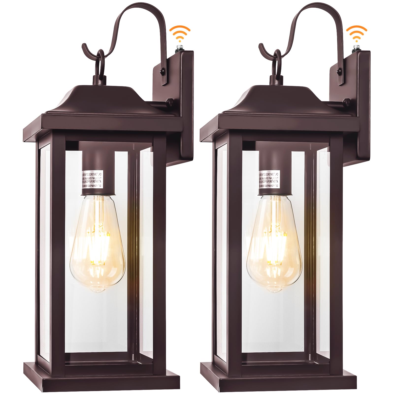 2-Pack 17 Inch Large Outdoor Light Fixtures, Exterior Matte Black Wall Sconces IP65 Waterproof Anti-Rust, Porch Lights with Clear Glass Outside Modern Wall Lanterns E26 Bulb Base