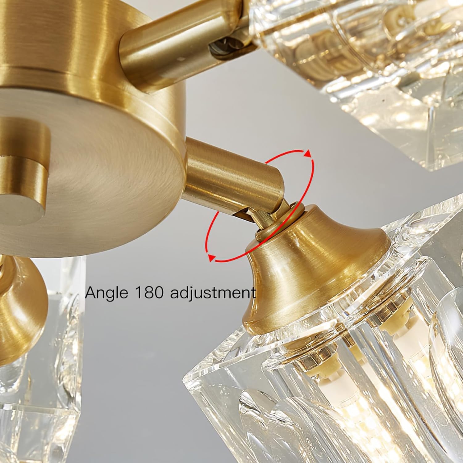 Semi Flush Mount Ceiling Light 3 Lights Crystal Chandeliers Gold Ceiling Light Modern Ceiling Light for Bedroom Kitchen Hallway Bathroom Entryway Dining Room Living Room