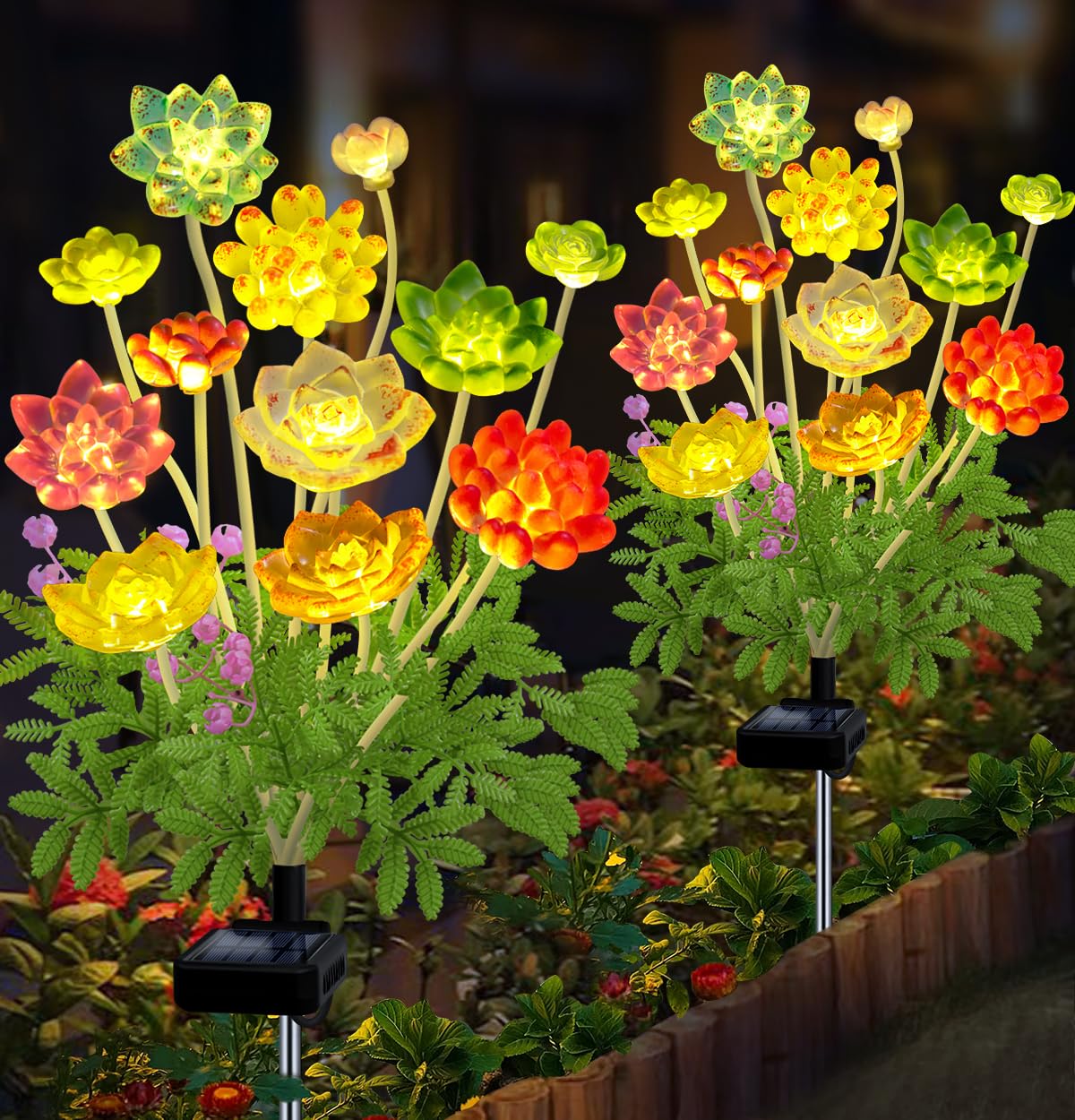 Solar Succulent Plant Lights - New Outdoor Waterproof Decorative Stake Lighting for Garden, Lawn, Patio & Balcony, Thoughtful Gift for Garden Lovers Housewarming Gift