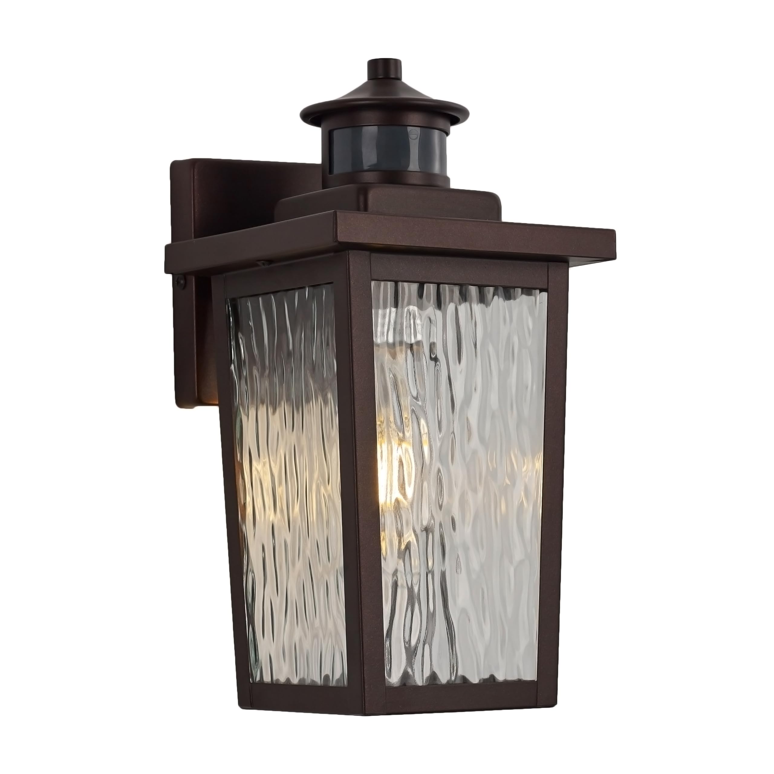 Oil Rubbed Bronze Exterior Wall Light Fixture, Outdoor Wall Lantern with Clear Water Glass, Outside Light for House Entryway Porch