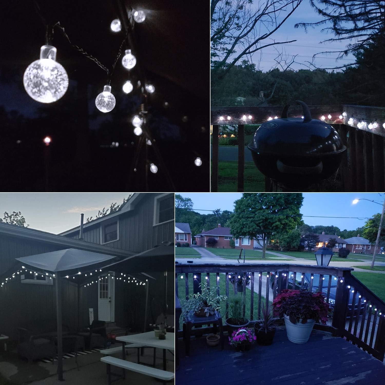 120 LED 72FT Solar Lights Outdoor Waterproof, Crystal Globe Lights with 8 Lighting Modes, Solar Powered Patio Lights for Garden Yard Porch Wedding Party Decor (Warm White)