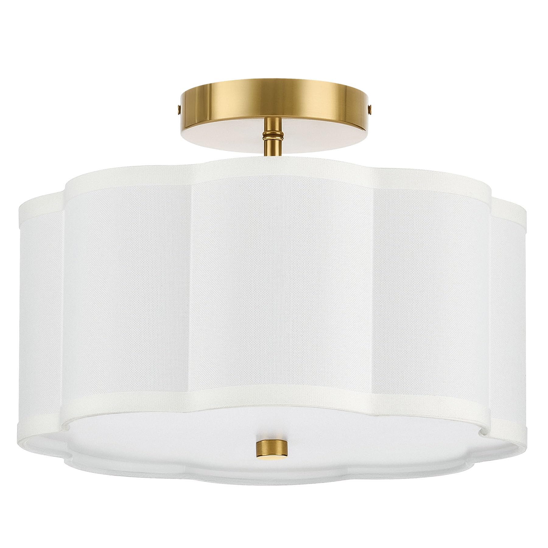 Semi Flush Mount Ceiling Light, 13'' Drum Ceiling Light Fixture with 2 Light, Modern Close to Ceiling Light Fixture for Bedroom Living Room Hallway Kitchen, Bronze Finish