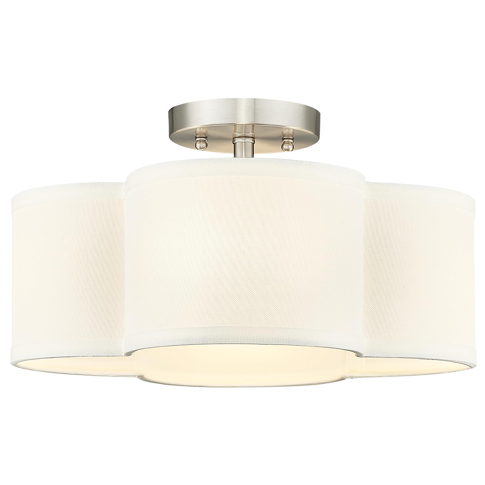 Gold Semi Flush Mount Ceiling Light, Close to Ceiling Light Fixtures with Fabric Shade in Quatrefoil Shape, Farmhouse Brass Ceiling Light for Kitchen Dining Hallway Bedroom, AD-22007-4SF-GD