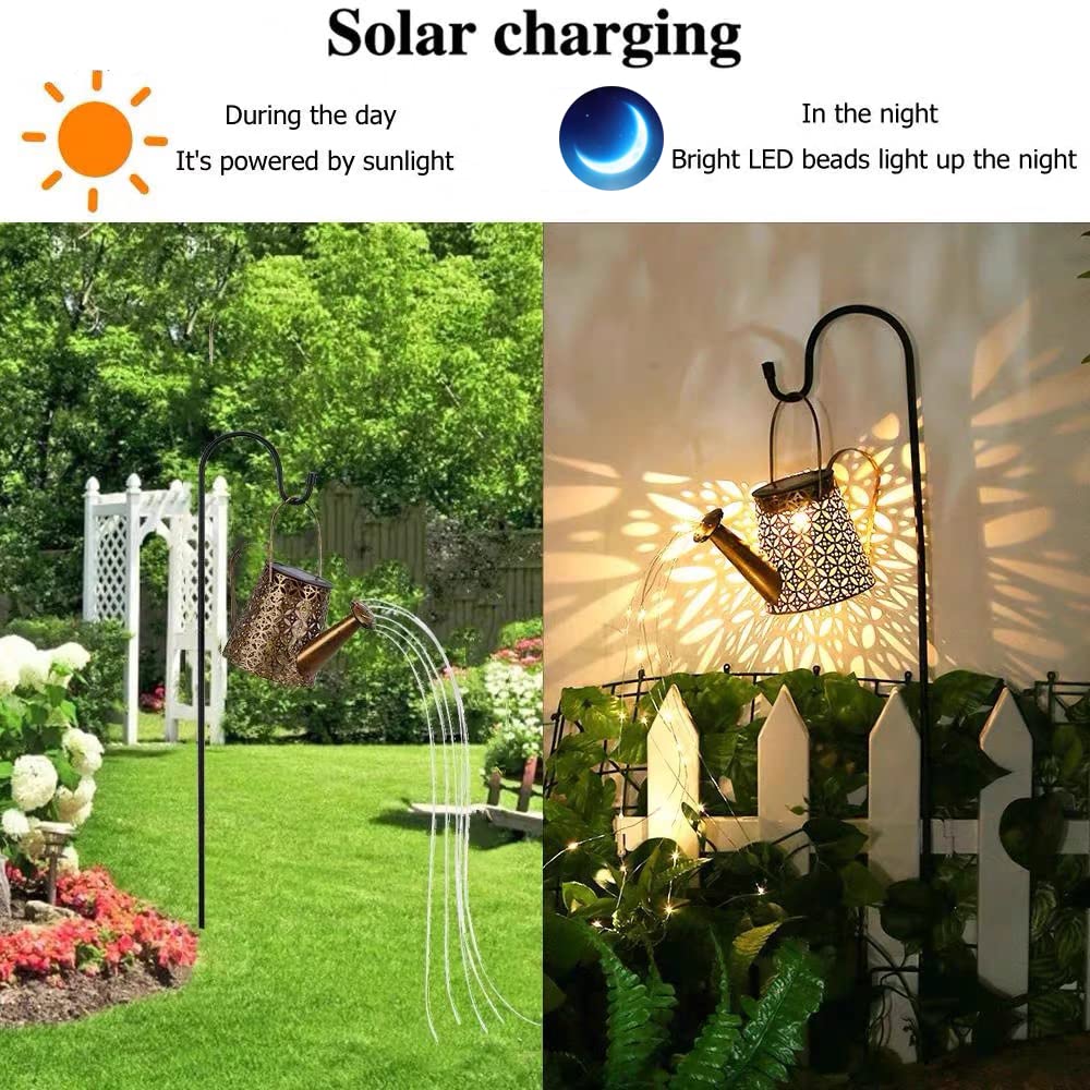 Solar Lights Outdoor Garden Decorations,Watering Can Landscape Light Large Hanging Lantern ,Outside Waterproof Patio Decor Perfect Gardening Gift