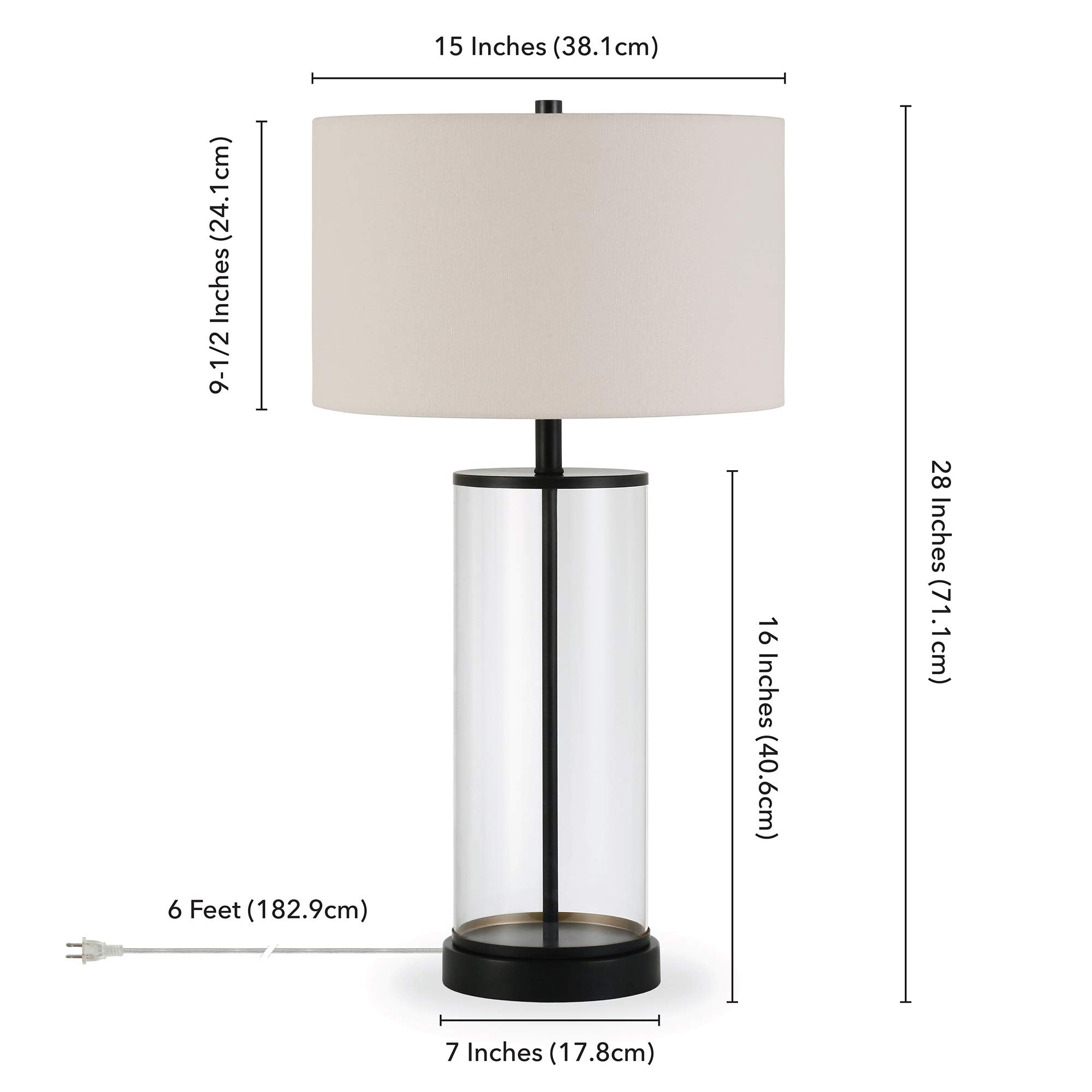 28" Tall Table Lamp with Fabric Shade in Blackened Bronze/White, Lamp, Desk Lamp for Home or Office