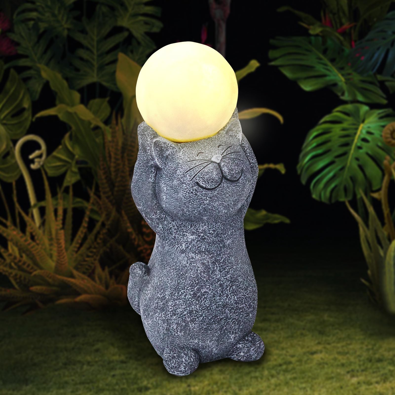 Solar Outdoor Garden Statues Lights, Elephant Figurines with Cute Birds Garden Sculpture Decor, Lucky Elephant Mother Gifts for Women, Men or Daughter, Unique Housewarming Gifts and Yard Decoration