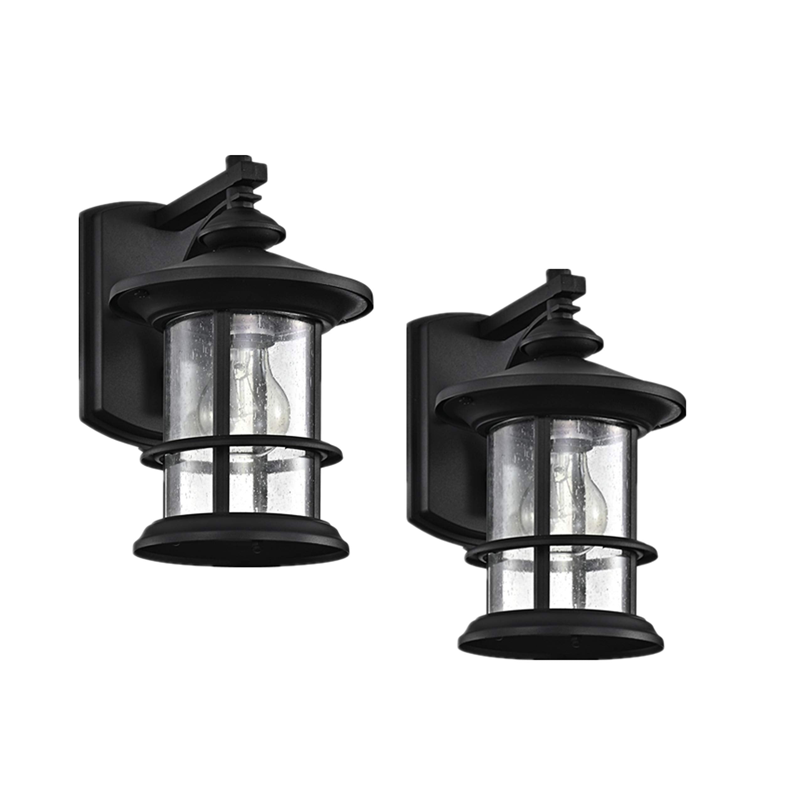 Oil Rubbed Bronze Outdoor Light Sconces Wall Mount, Clear Seedy Glass Large Exterior Porch Wall Lantern, 12.5" Outside Lights for House, Front Porch, Patio, Backyard