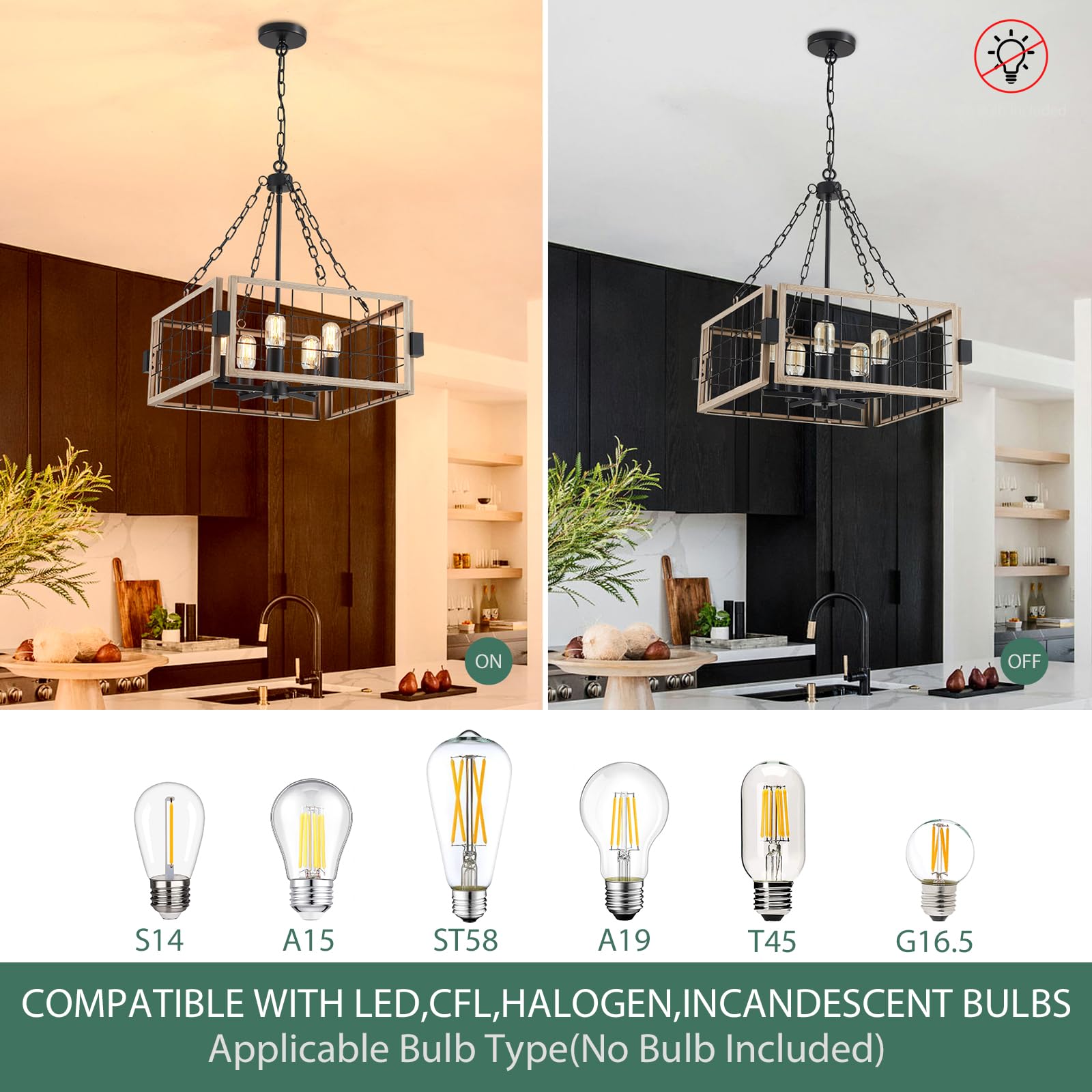 Gold Chandelier 5-Light Modern Kitchen Island Lighting Fixtures, Farmhouse Pendant Light 20 inches Retro Height Adjustable Ceiling Light for Dining Room, Bedroom, Living Room,Foyer