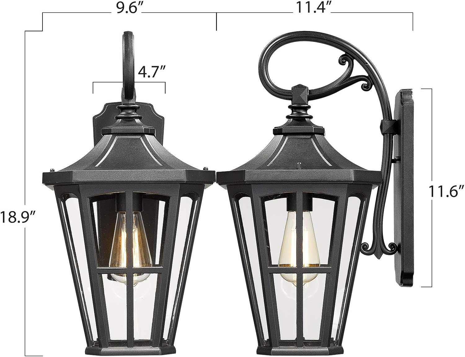 Farmhouse Outdoor Hanging Light for Porch - 16 Inch Large Exterior Pendant Light, Clear Glass Shade in Black Finish, XE221H BK