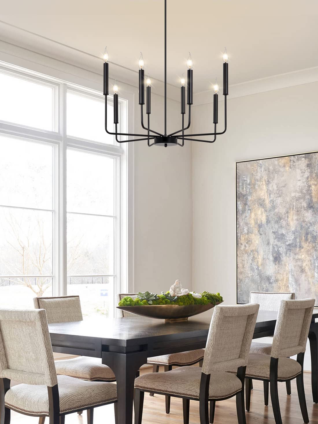 Modern Gold Chandelier, 12-Light Rustic Farmhouse Chandelier, Metal Industrial Candle Chandeliers for Dining Room, Kitchen, Foyer, Entryway, Living Room