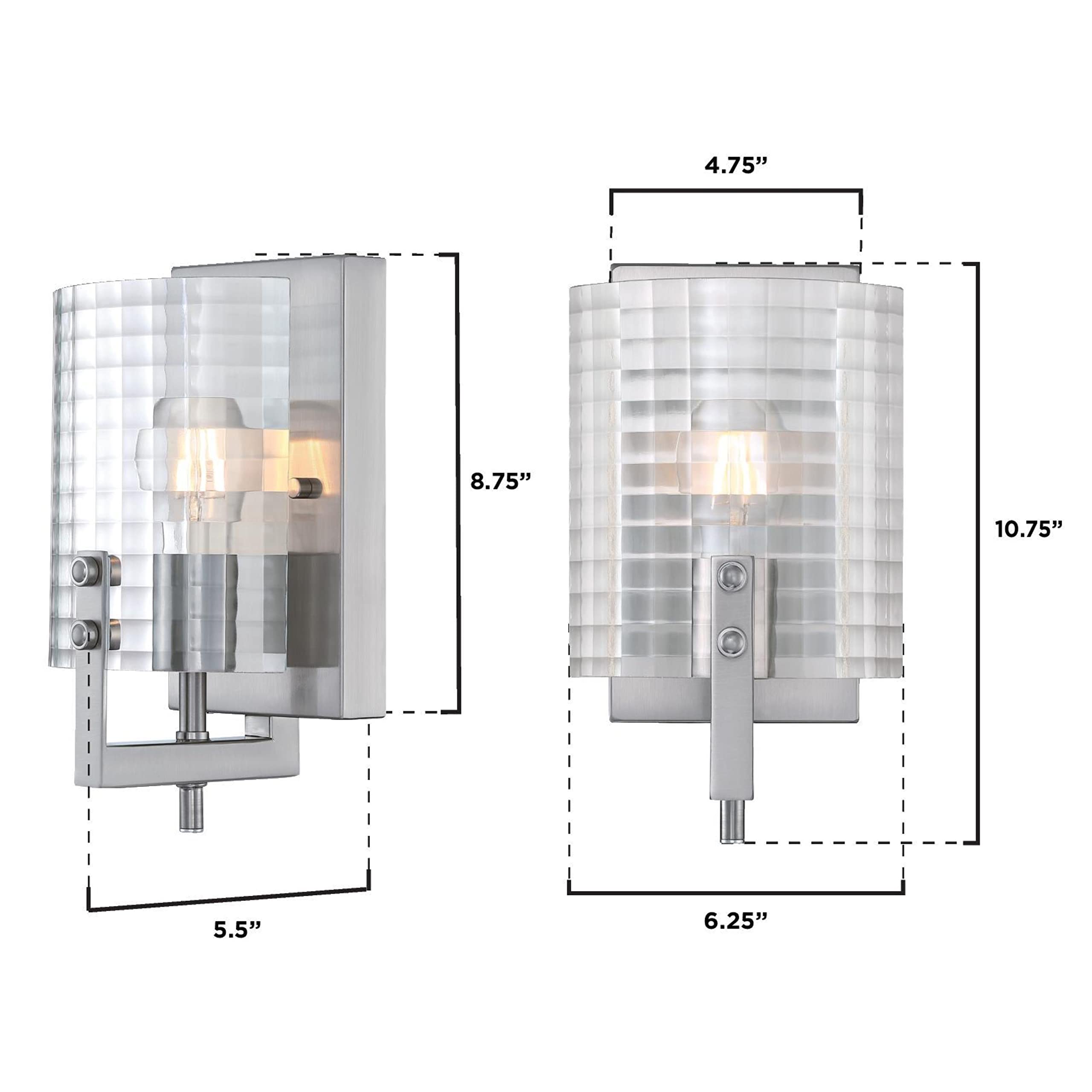 One Indoor Fixture, Finish Wall Sconce, 1-Light, Brushed Nickel Frosted Glass