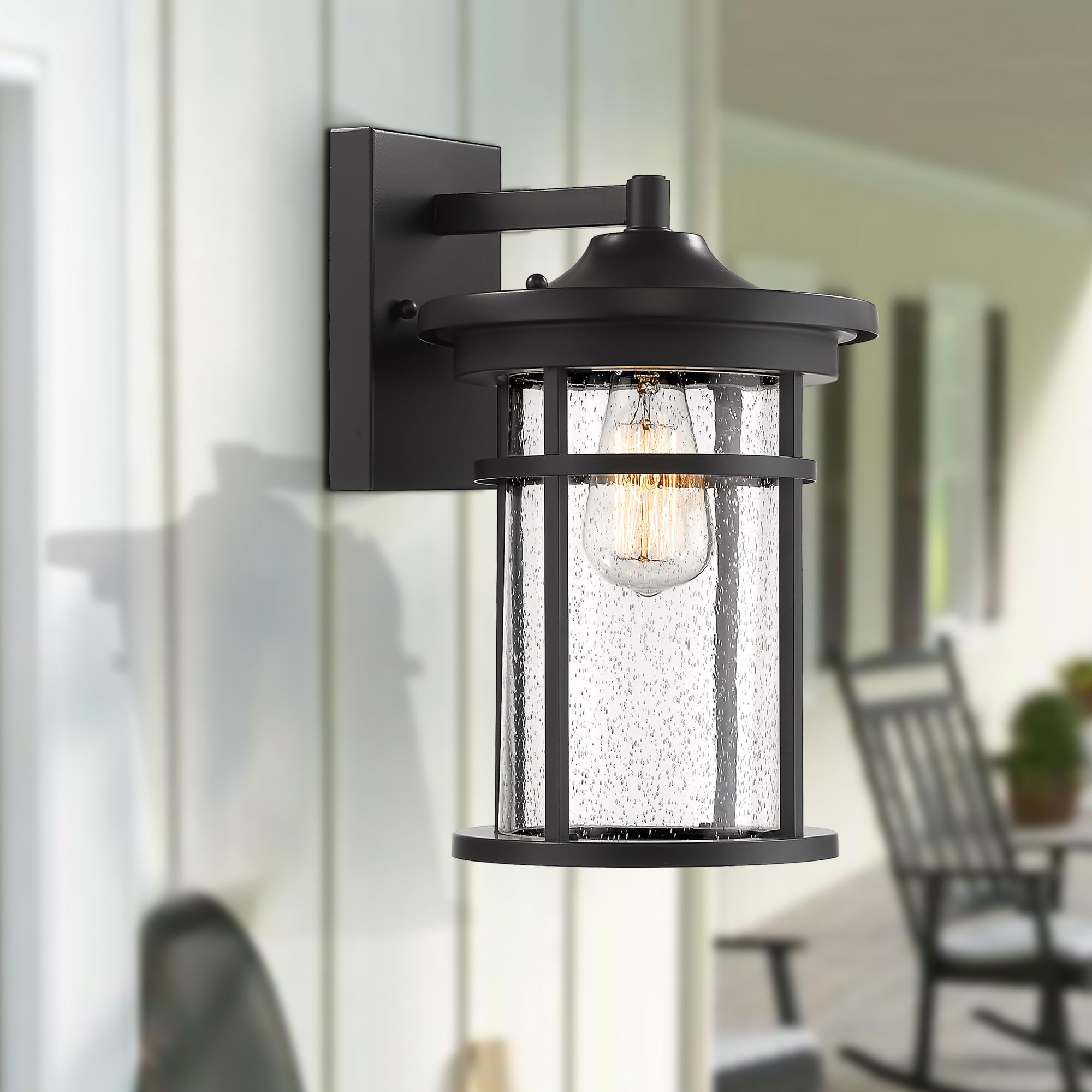 Outdoor Wall Sconces, Exterior Wall Lantern, Outdoor Wall Lighting Fixture, Outdoor Wall Mounted Lights, Outdoor Wall Lights for Patio, Porch, Garden,Balcony (Black, 12" H)