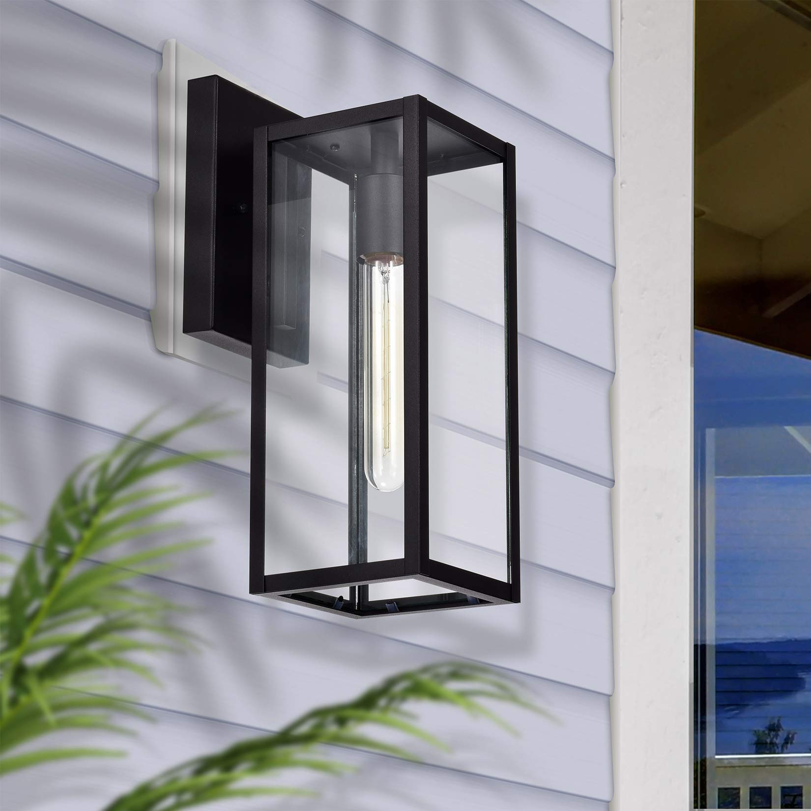 Outdoor Wall Sconce 2 Pack, 14.5 Inch Black Exterior Wall Mount Light Fixtures, Farmhouse Outside Lights for House, Garage, Porch, Patio, Yard, Hallway