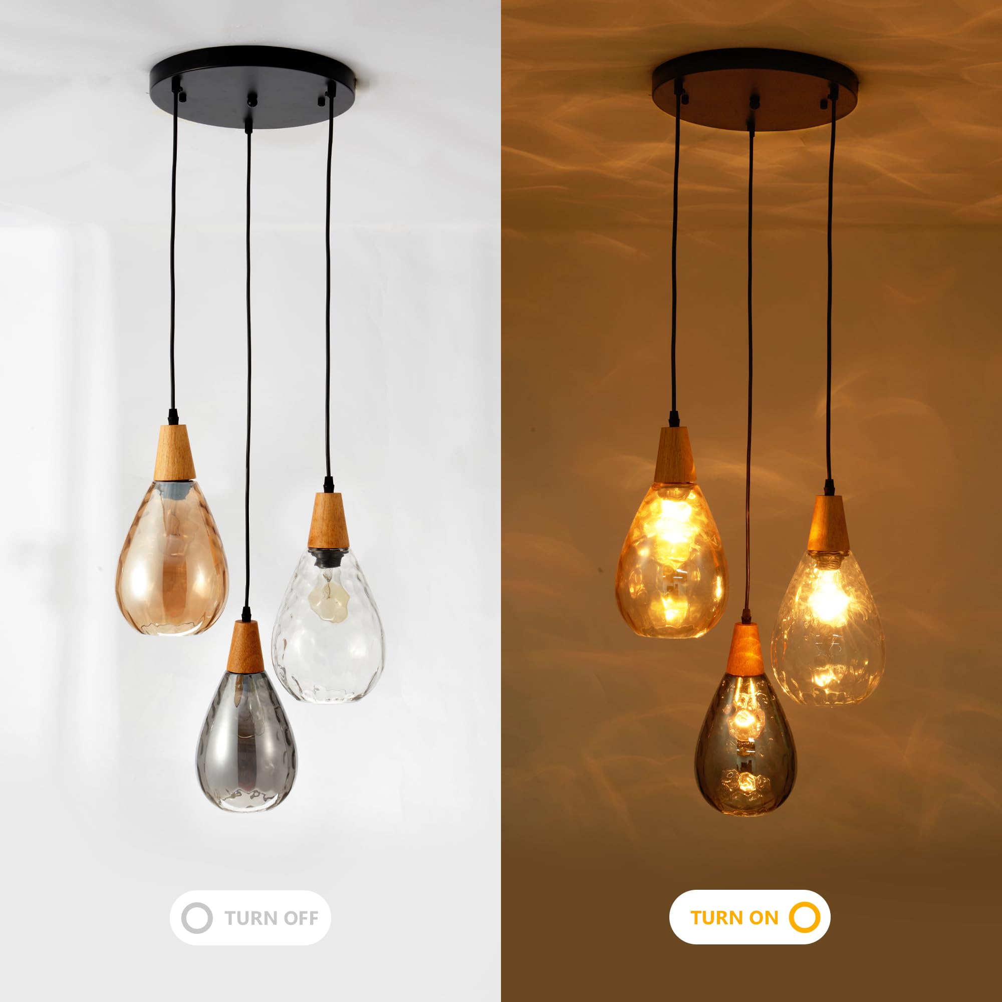 Modern 3 Lights Glass Pendant Light Smoky Gray Glass Globe Cluster Chandelier Lighting Fixtures Black Adjustable Kitchen Island Hanging Pendant Lighting Nordic Multi Lights Pendant Lamp