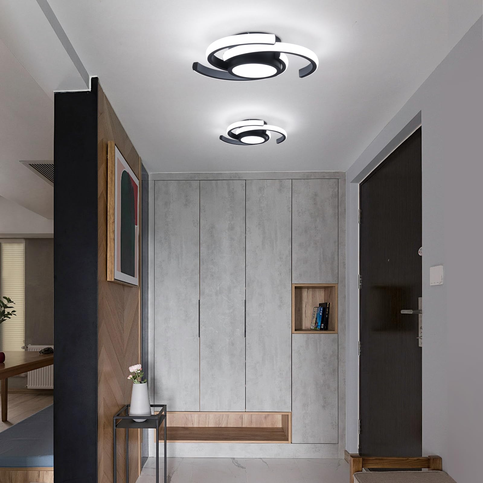 LED Modern Ceiling Light,6000K Semi Flush Mount Ceiling Light Fixture,Unique Ceiling Light for Living Room Bedroom Corridor Aisle Hallway Indoor Ceiling Lamp (D11 in*H2.9 in; 33W)