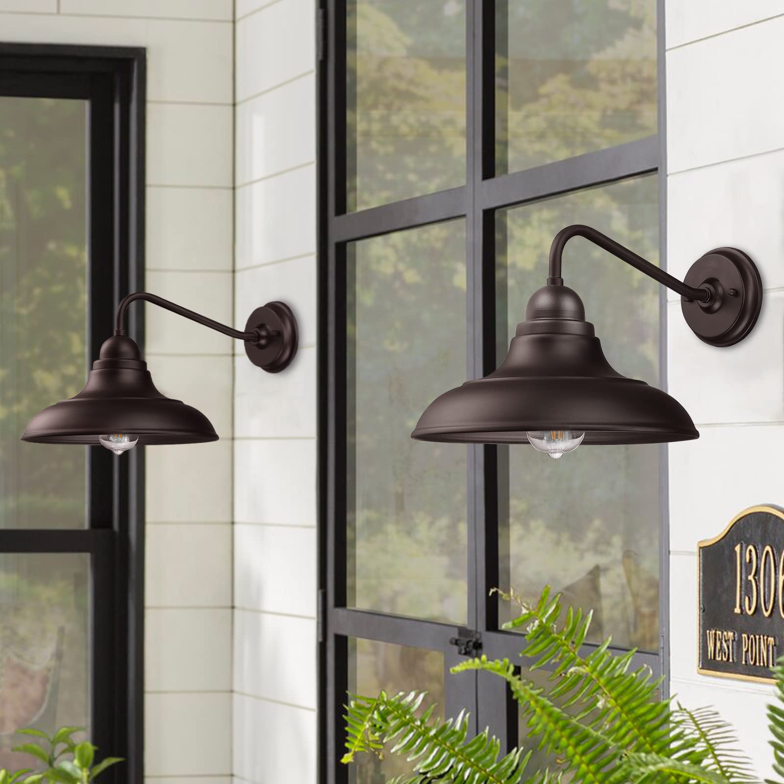 Outdoor Wall Lights Wall Mount for House Farmhouse Outdoor Wall Sconce Black Outside Wall Lantern Classic Barn Lights Outdoor & Indoor, 12"，2 Pack