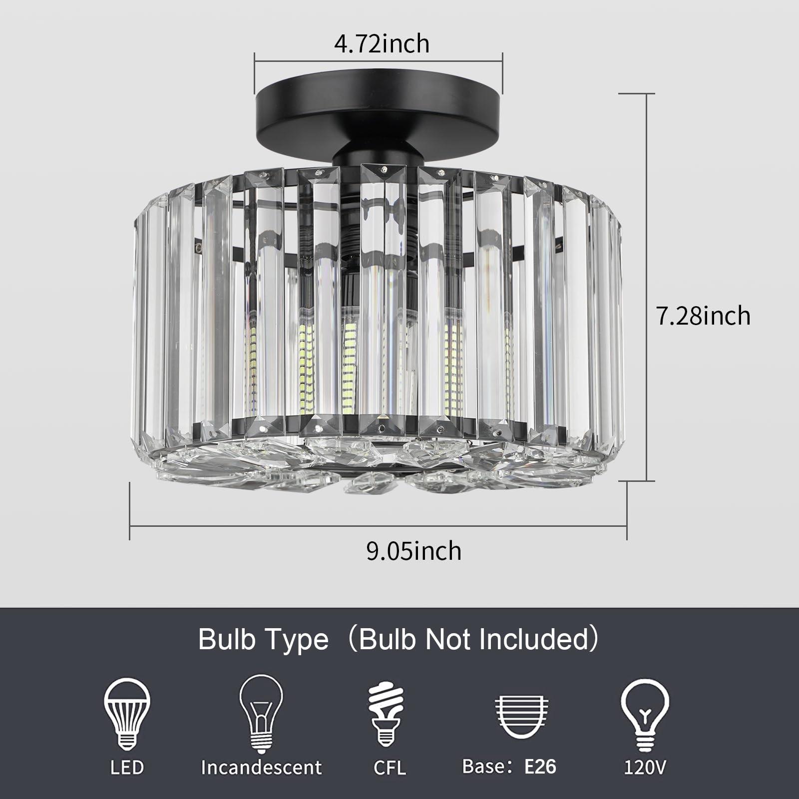 Semi Flush Mount Ceiling Light - Crystal Chandelier Modern Ceiling Light Fixture Hallway Light Fixtures Ceiling Gold Flush Mount Ceiling Light for Porch Kitchen Bedroom Living Room Entryway