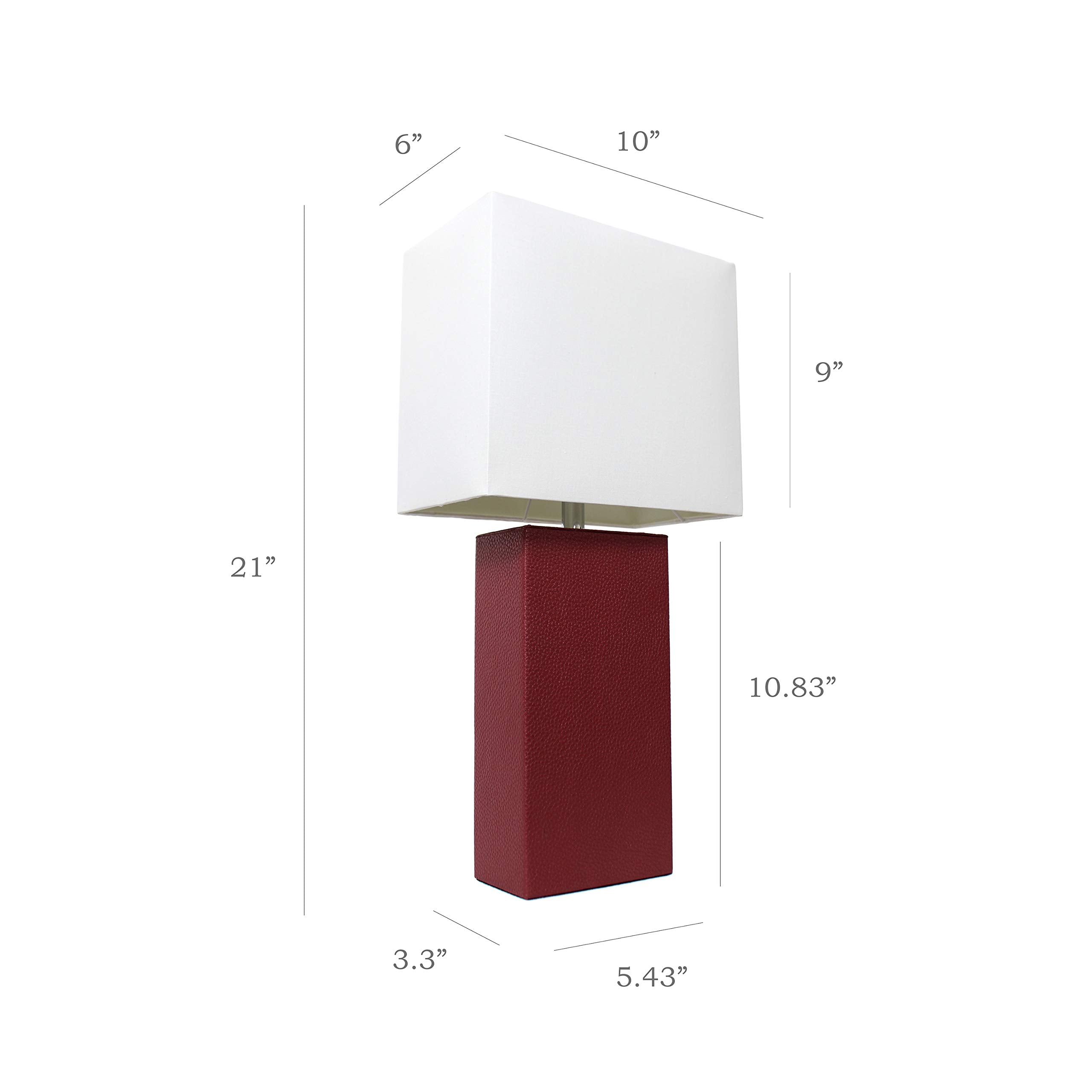 Modern Leather Table Lamp with White Fabric Shade, Gray (Pack of 1)