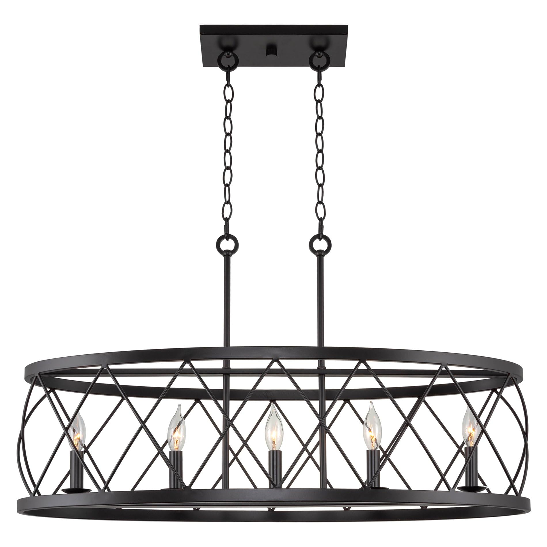 Eleanor 27" Traditional 3-Light Chandelier, Cylinder Foyer Pendant Light, Adjustable Height, Antique White Finish