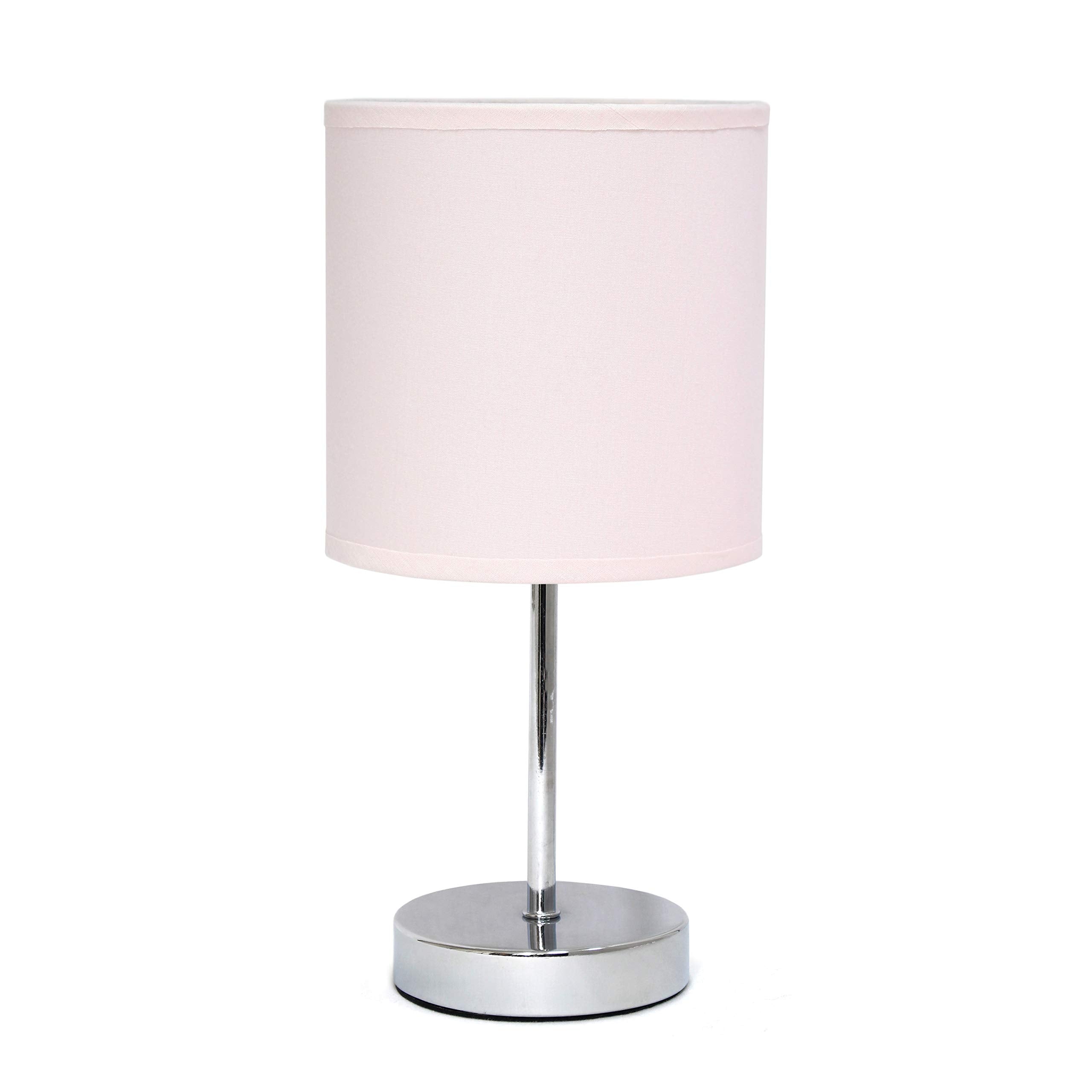 Chrome Mini Basic Table Lamp with Fabric Shade, White