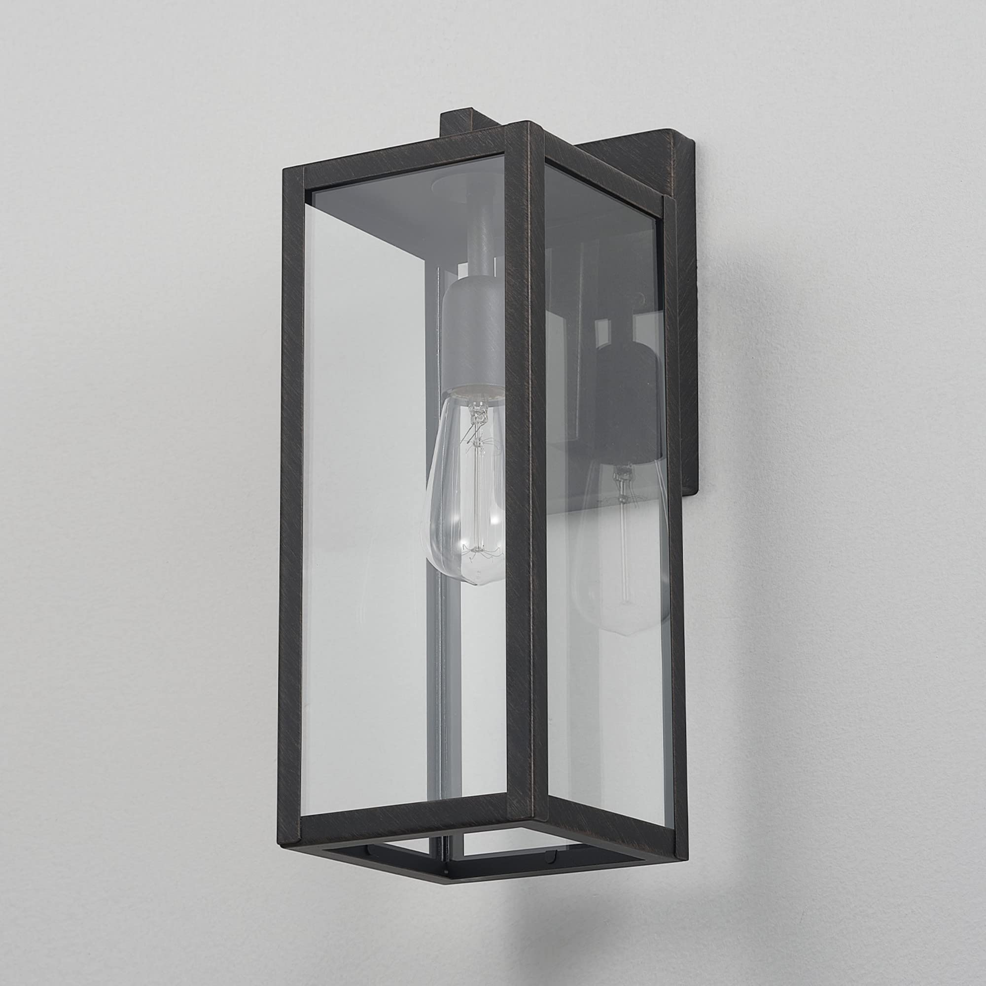 1-Light Outdoor Indoor Wall Sconce, Matte Black, Clear Glass Shade 16