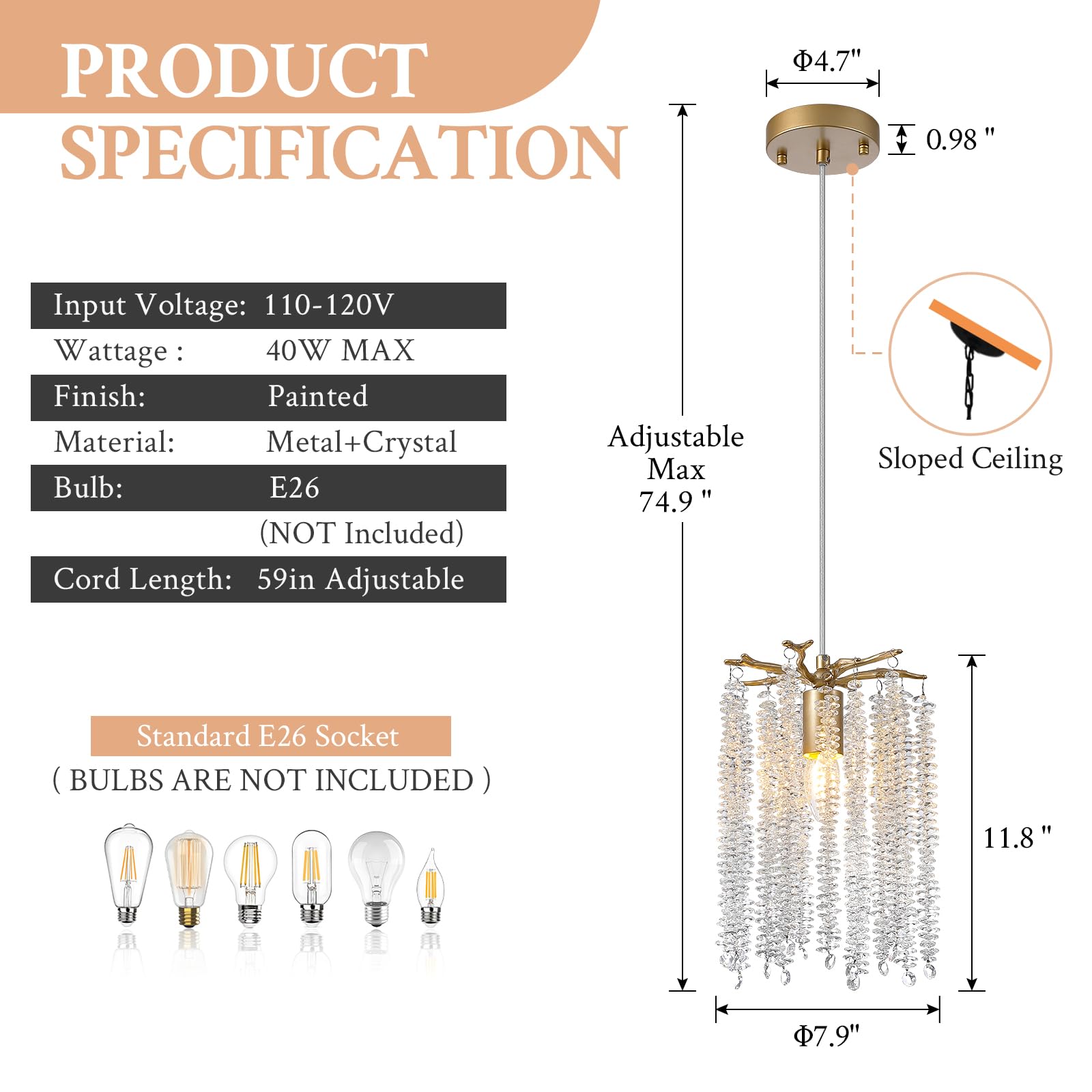 Modern Tree Branch Crystal Chandelier Luxury Gold Raindrop Pendant Lighting 23.6" Contemporary 8-Light Chandeliers for Dining Room Kitchen Bedroom Living Room