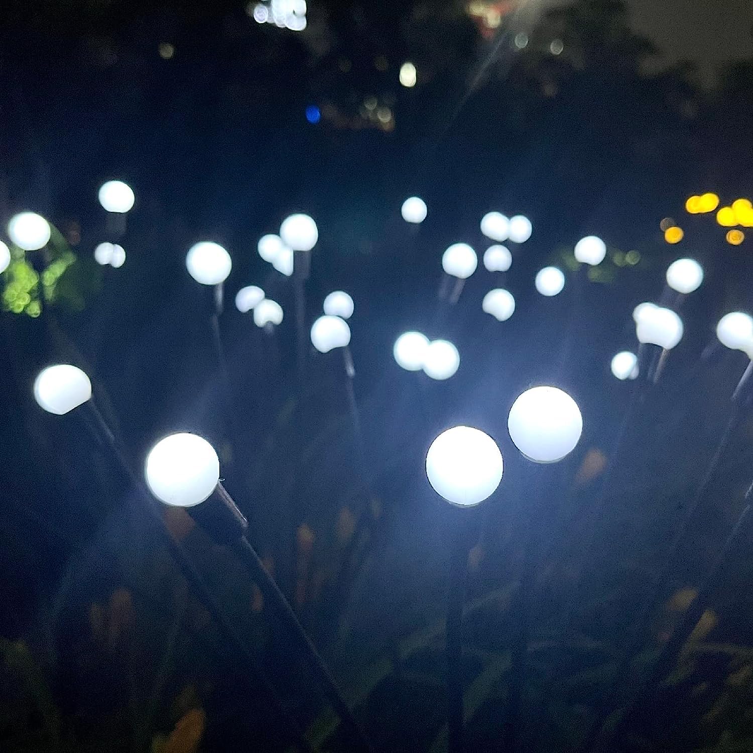 4-Pack Solar Garden Lights Outdoor, Upgraded 32 LED Firefly Solar Lights for Outside, Sway by Wind, Waterproof Solar Powered Outdoor Lights for Yard Garden Decor Party Xmas Decorations (Warm White)