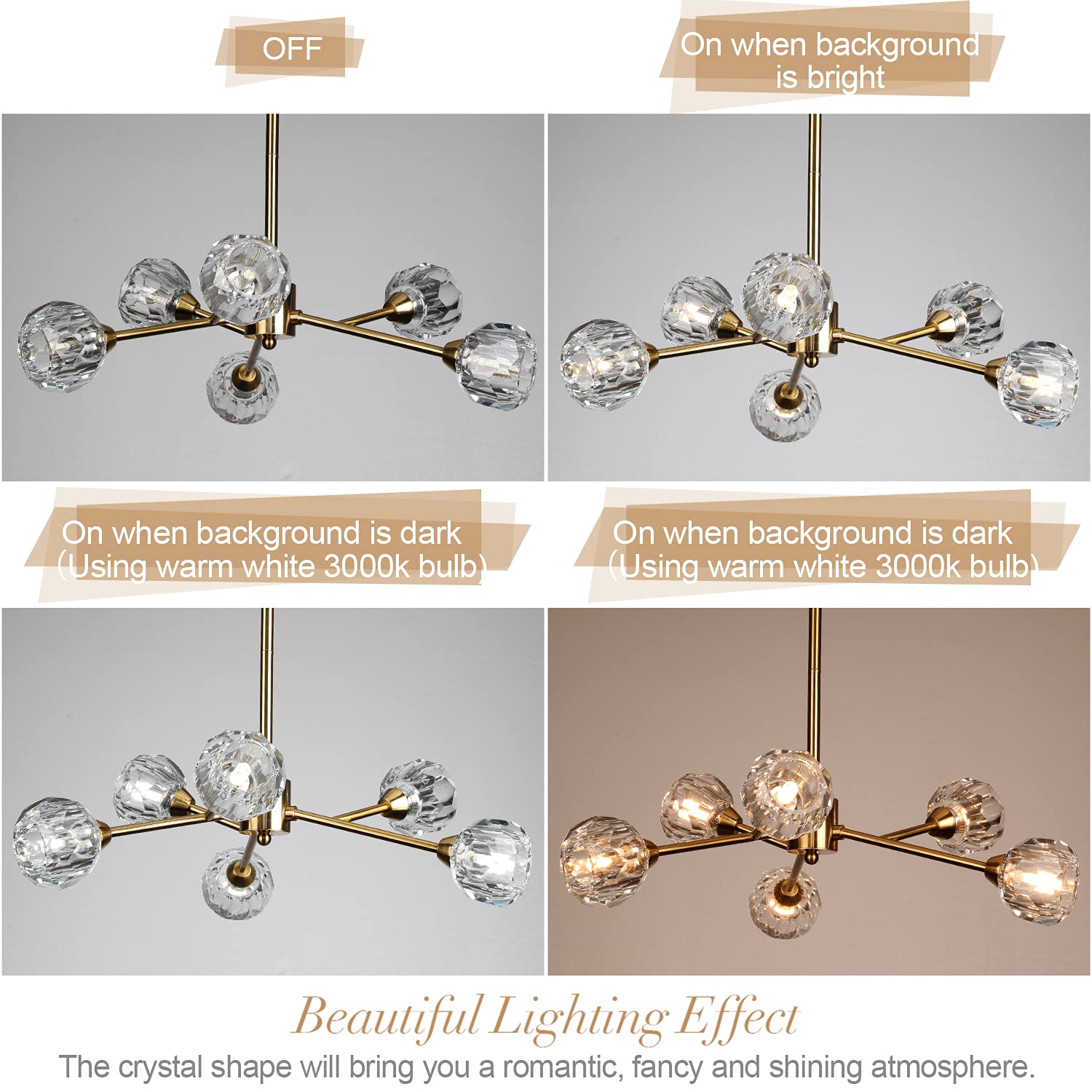 Sputnik Chandeliers for Dining Room Light Fixture, Modern Crystal Chandeliers, 9 Lights Gold Chandelier for Living Room Bedroom, Dining Room Chandelier Over Table, Kitchen Light Fixtures