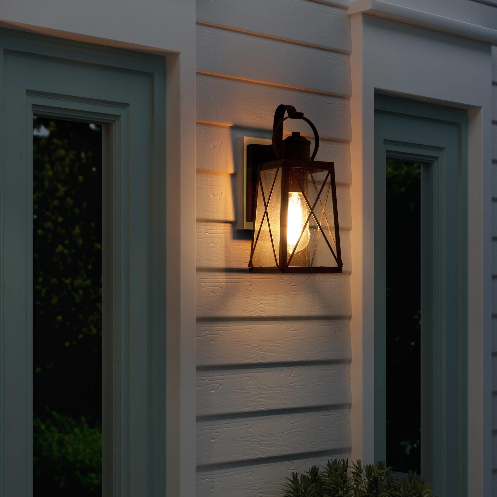 Outdoor Wall Lights, Exterior Wall Sconces Light Fixture with Seeded Glass, Waterproof and Anti-Rust Lanterns for Front Door, Entry, Porch, Patio, and Gazebo