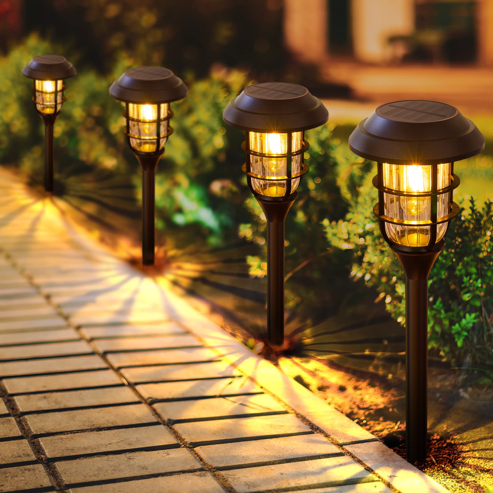 Solar Pathway Lights Outdoor, 8 Pack Bright Solar Lights Outdoor, IP65 Waterproof Auto On/Off Solar Garden Lights Solar Powered Landscape Lighting for Yard Patio Walkway Driveway