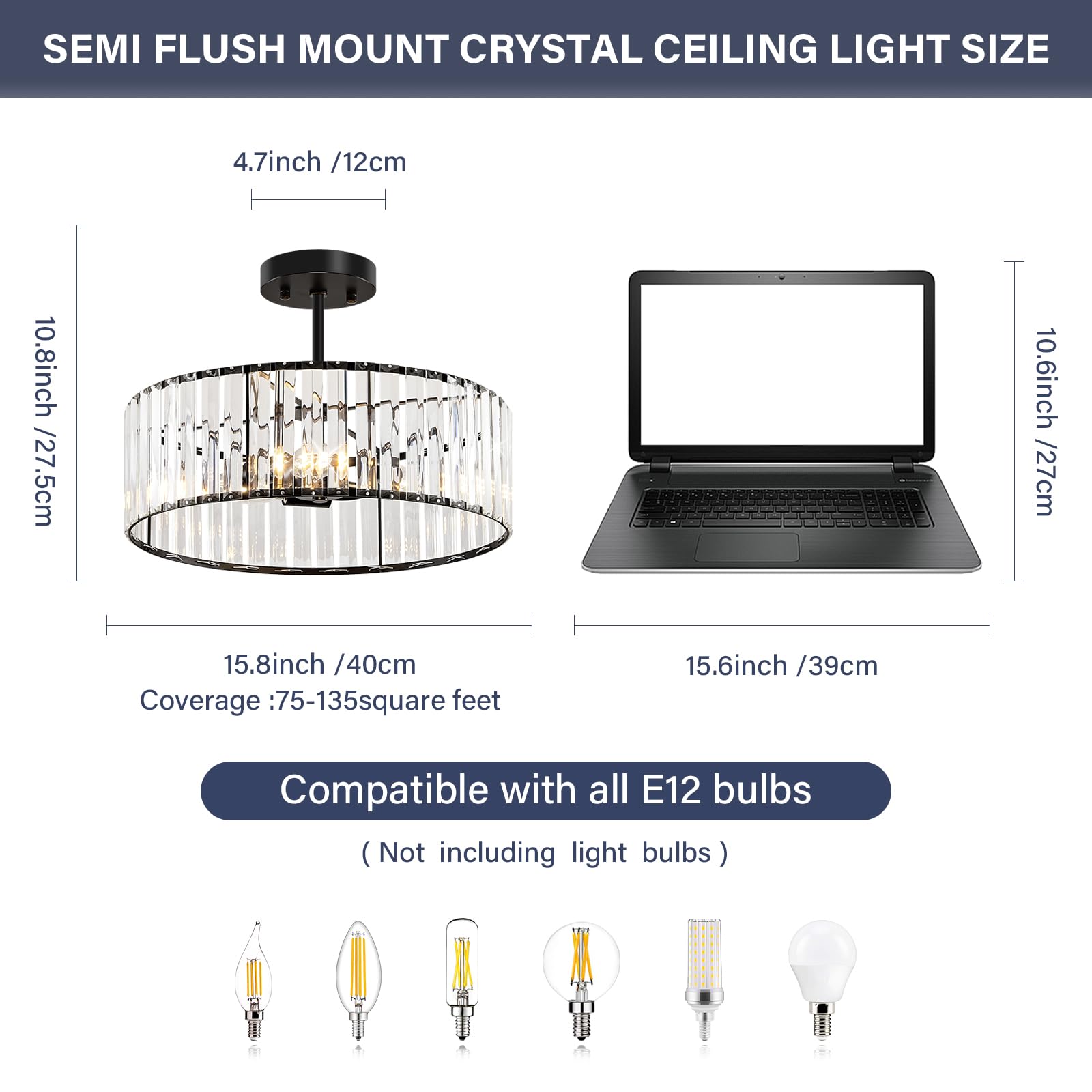 Modern Gold Semi Flush Mount Ceiling Light Crystal Hallway Light Fixture Metal Close to Ceiling Lamp for Kitchen Living Room Bathroom Entryway Bedroom