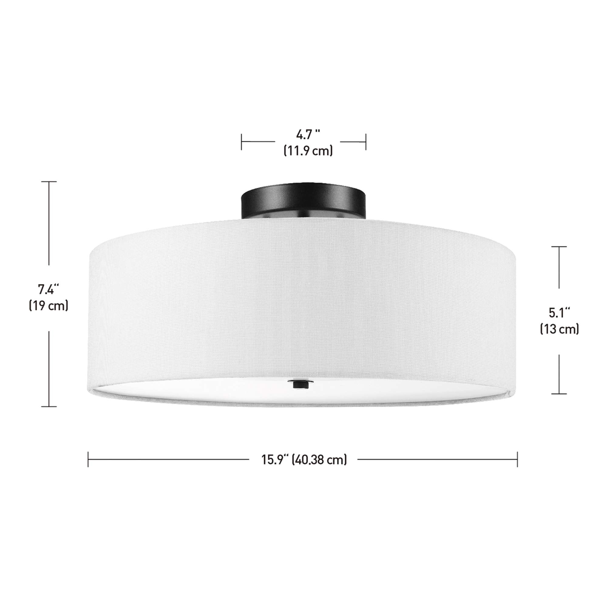 2-Light Flush Mount Ceiling Light, Dark Bronze, White Linen Shade, Kitchen, Lights, Bathroom, Home Essentials, Bedroom, Closet Light, Lighting Fixtures