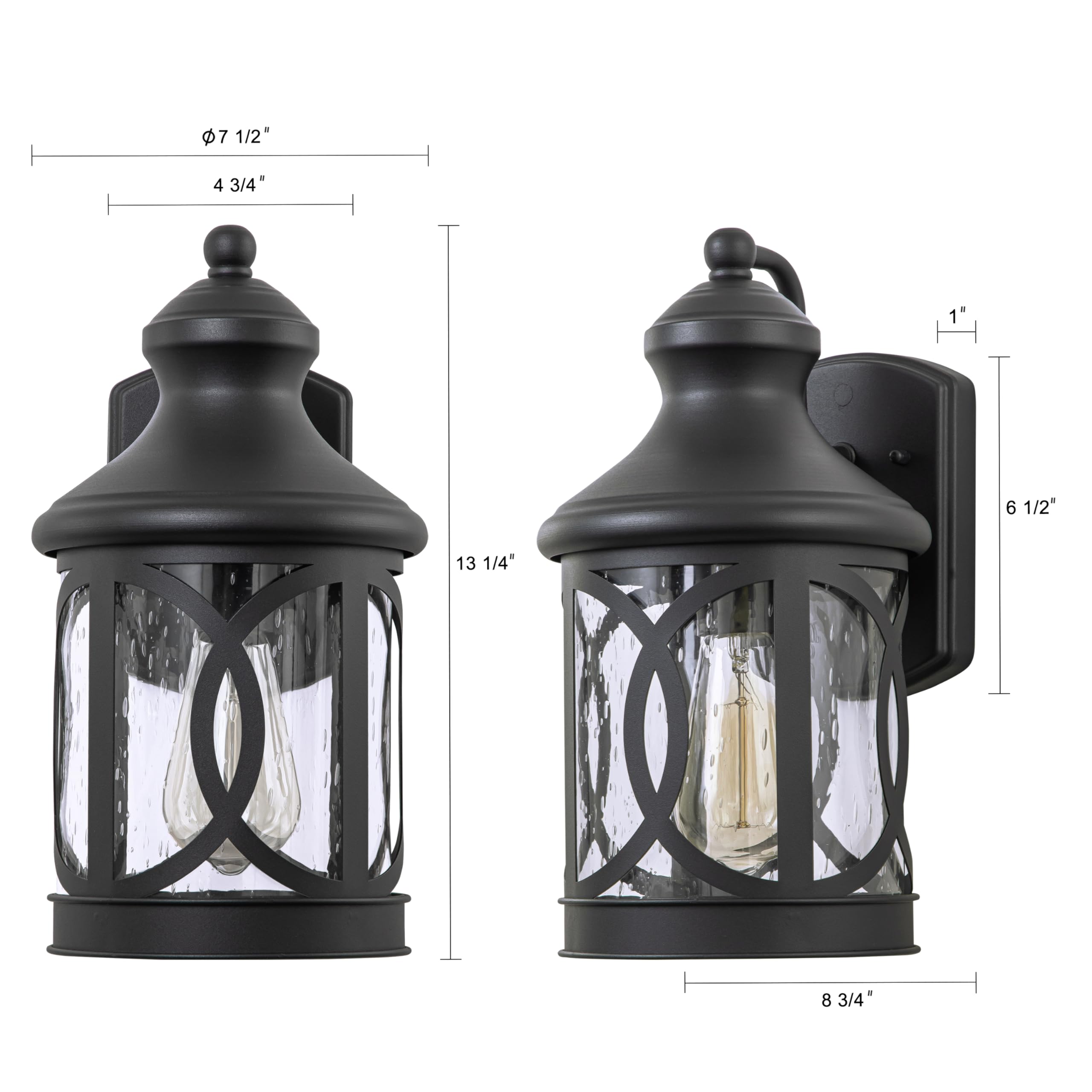 2-Pack Outdoor Wall Lights, Porch Lights, Waterproof Outdoor Wall Sconce, Exterior Light Fixture Matte Black with Clear Glass Shade for Garage Patio Front Door Balcony