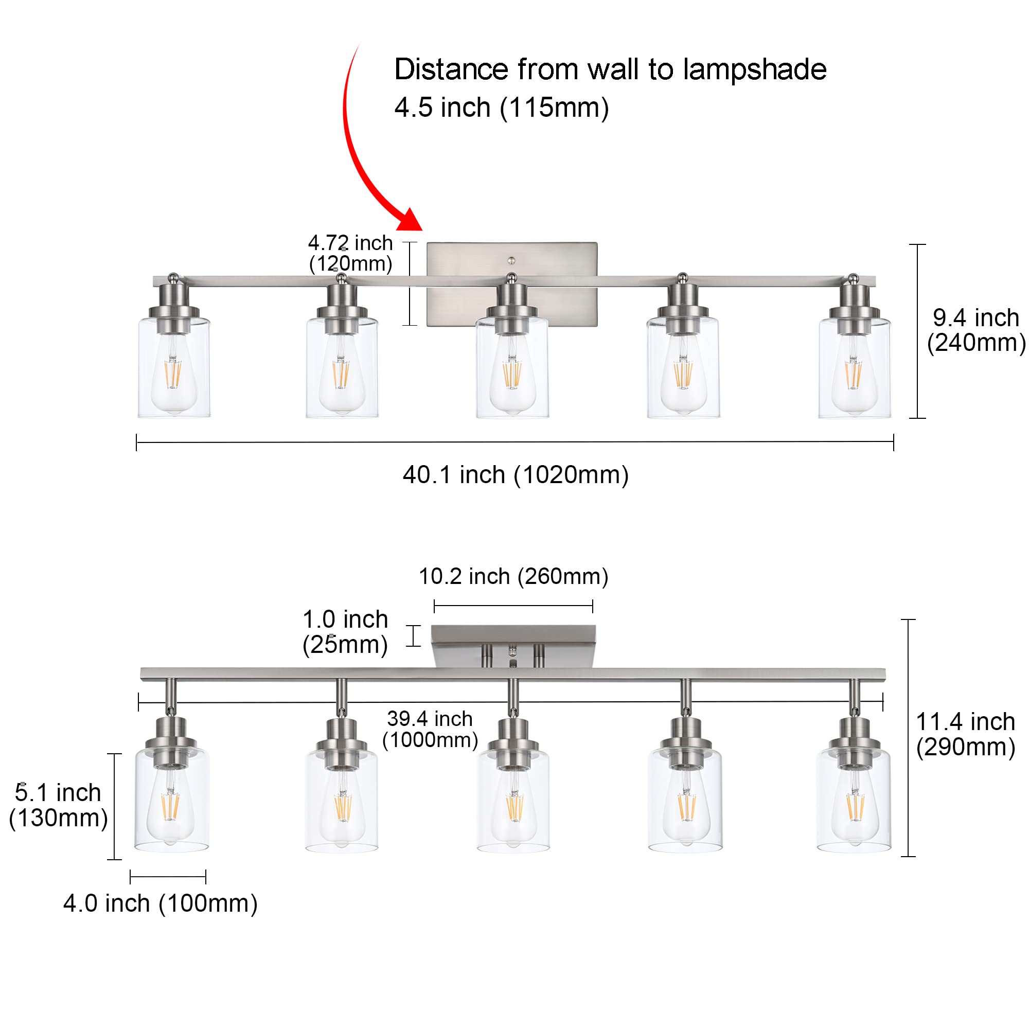 2-Light Adjustable Track Lighting Kit Brass Kitchen Track Lighting Fixtures Ceiling Spotlight with Clear Glass Shade for Hallway Foyer Bath Storage