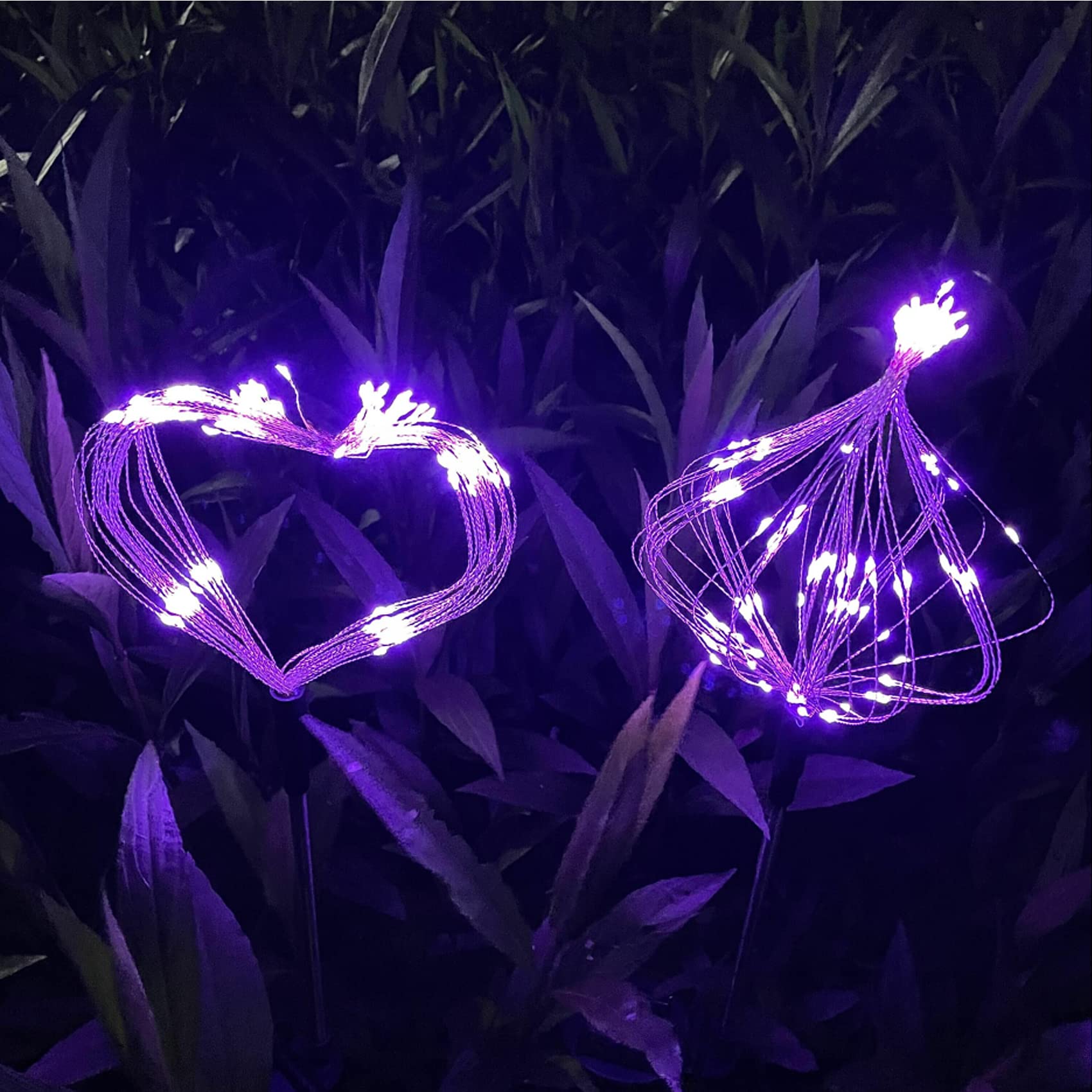 Solar Firework Lights, 2 Pack 120 LEDs 2 Lighting Modes Outdoor Waterproof for Garden Patio Walkway Pathway Party Wedding Christmas Decorative - Cool White