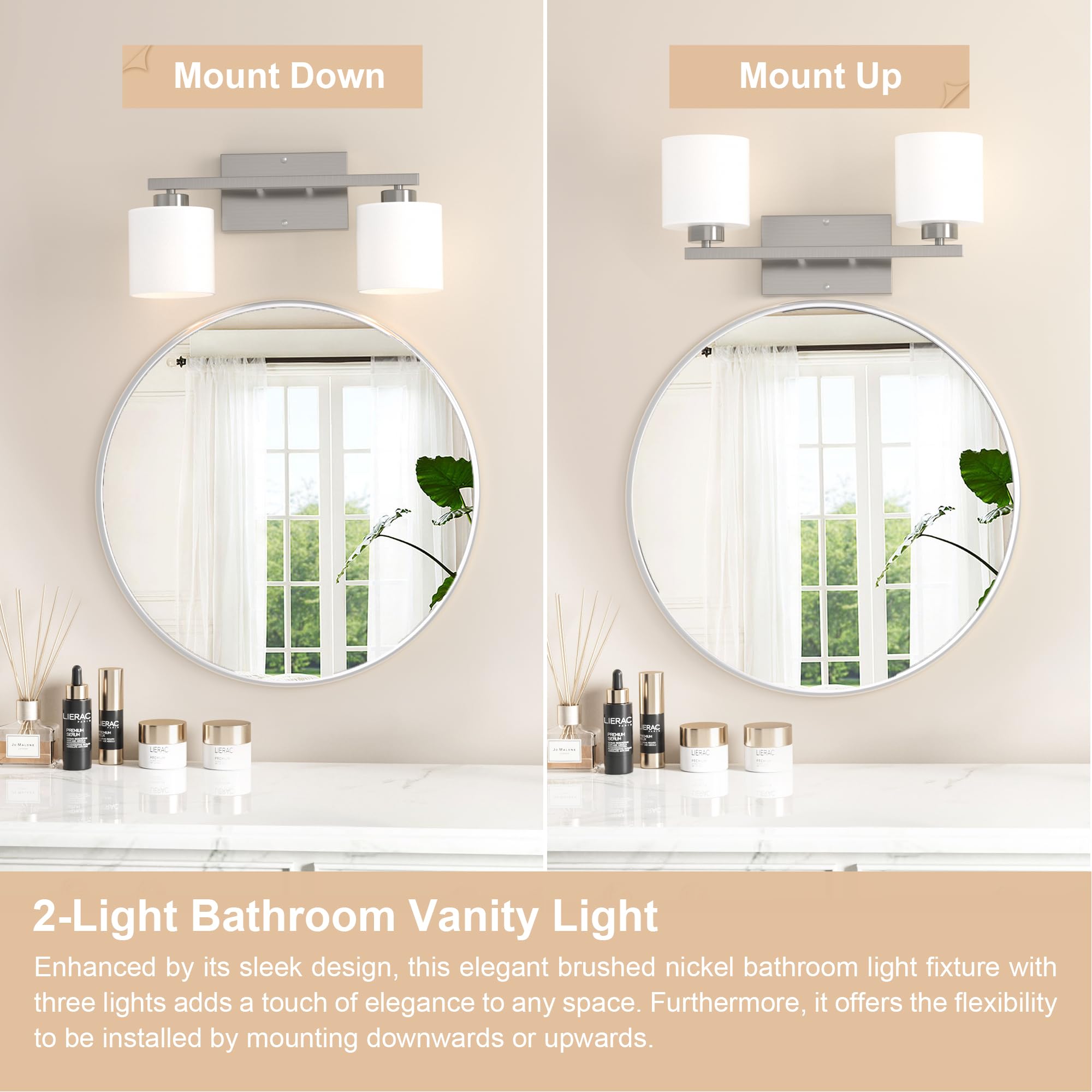 Honesorn Bathroom Light Fixtures 4-Light, Matte Black Bathroom Vanity Light Over Mirror, Modern Vanity Lights for Bathroom with Frosted Shade & Anti-Rust Nickel Finished, E26 Base Vanity Lighting