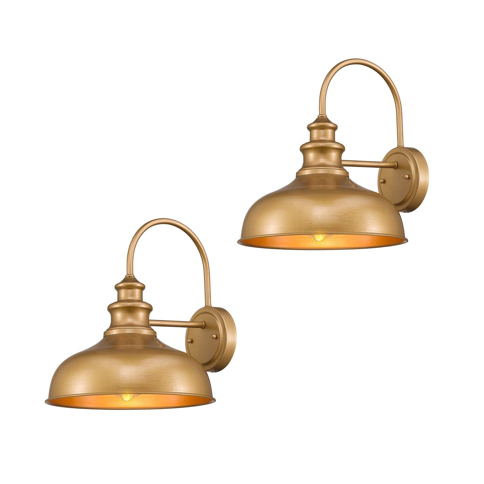 2 Pack Industrial Gooseneck Wall Light, 11 inches Barn Light Fixture, Gold Finish, 02A390-2 AG